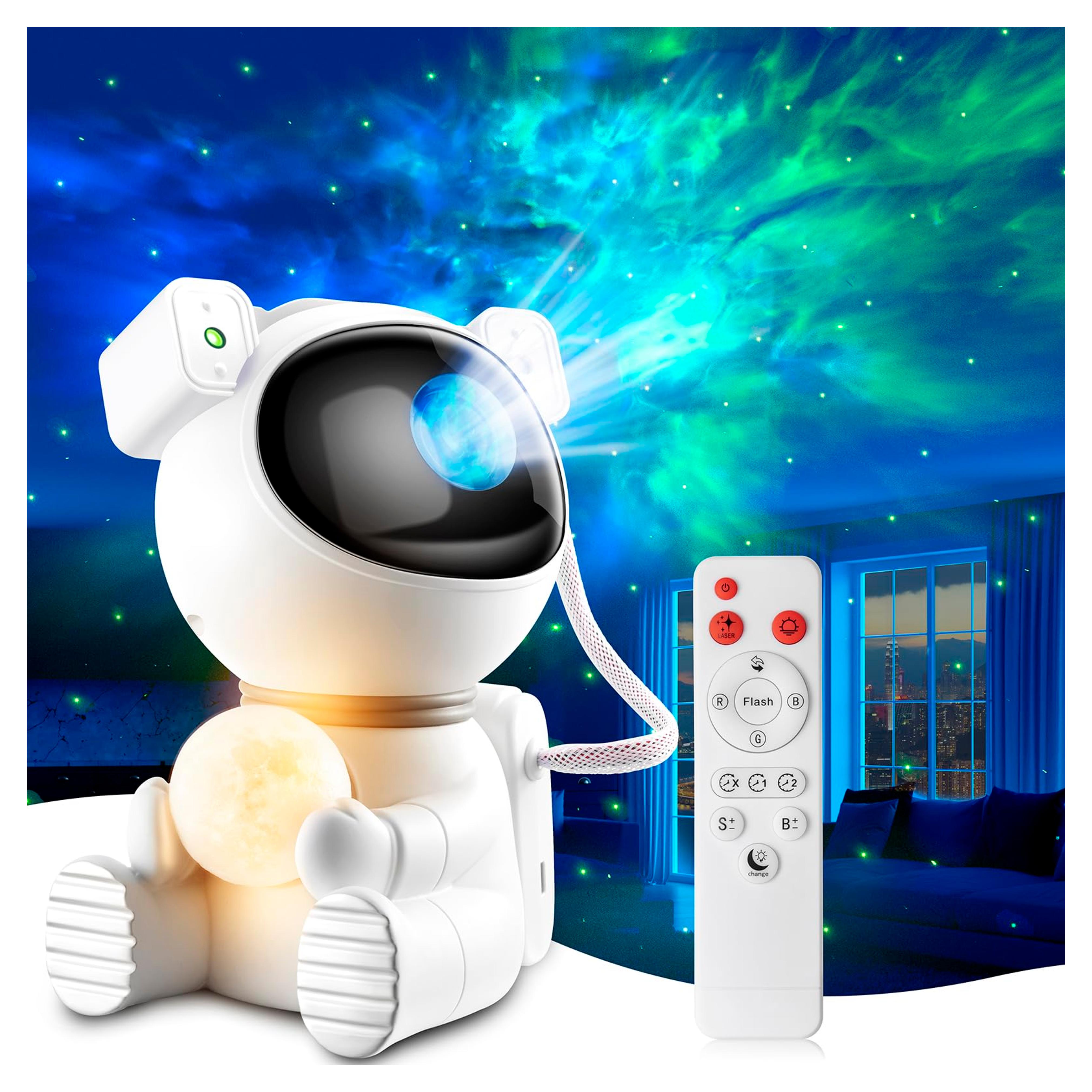Astronaut Galaxy Projector Light, 2 in 1 Star Projector Light with Moon Lamp, Galaxy Night Light with 360° Adjustable & Remote Control, Gifts for Kids/Adults, Decor for Bedroom/Home/Party