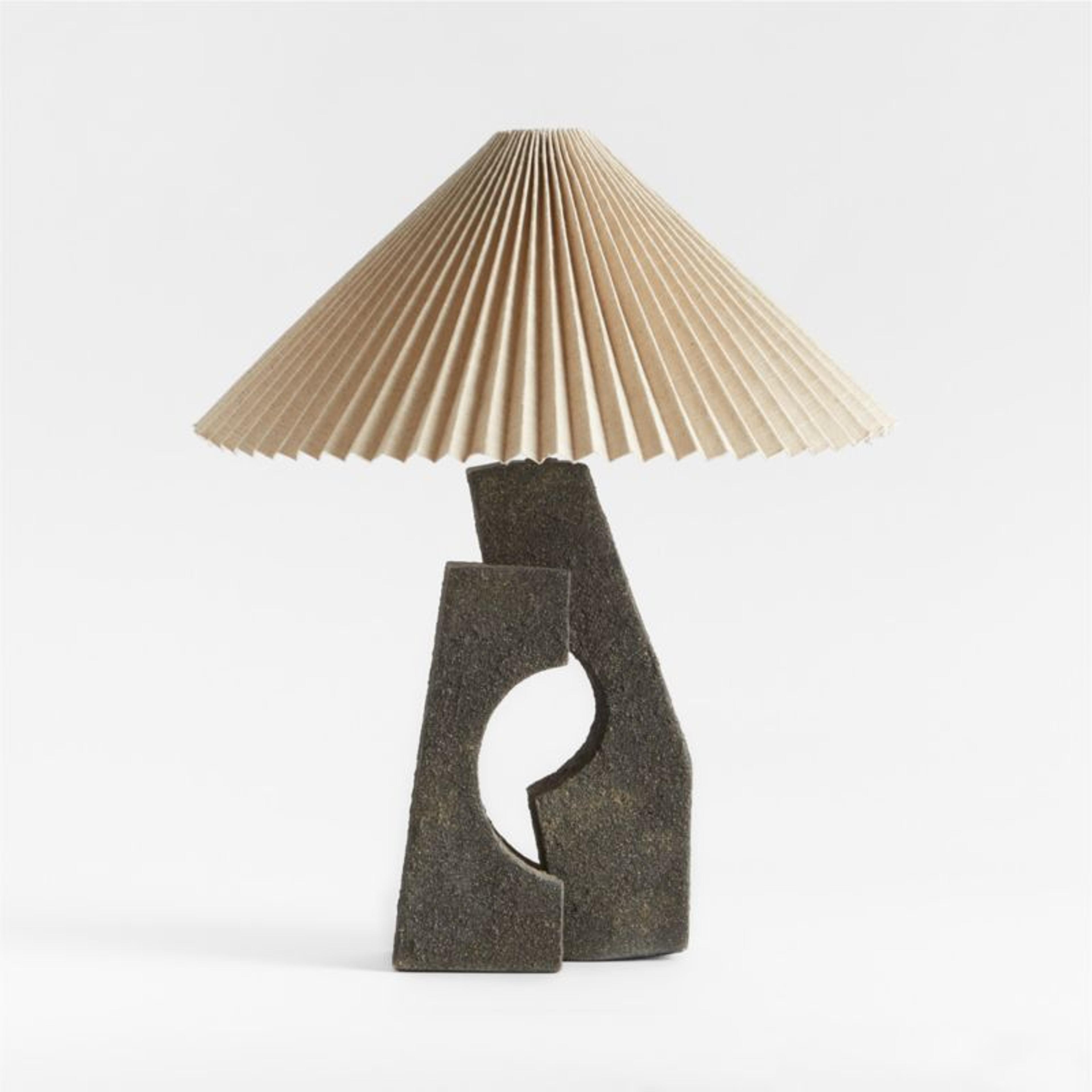 Ruins Cream Ceramic Sculptural Table Lamp with Pleated Shade by Athena Calderone + Reviews | Crate and Barrel