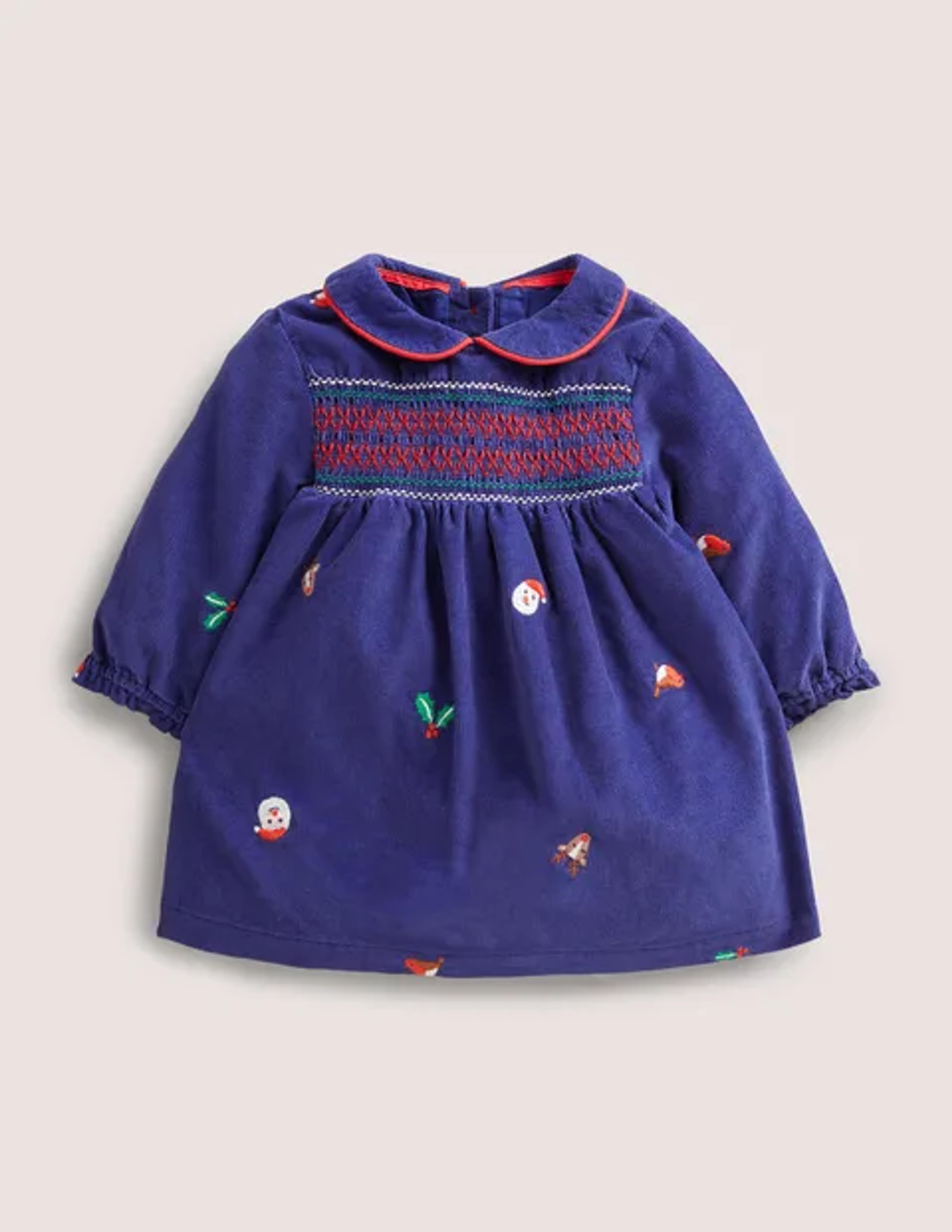 Woven Embroidered Dress - Starboard Blue Festive