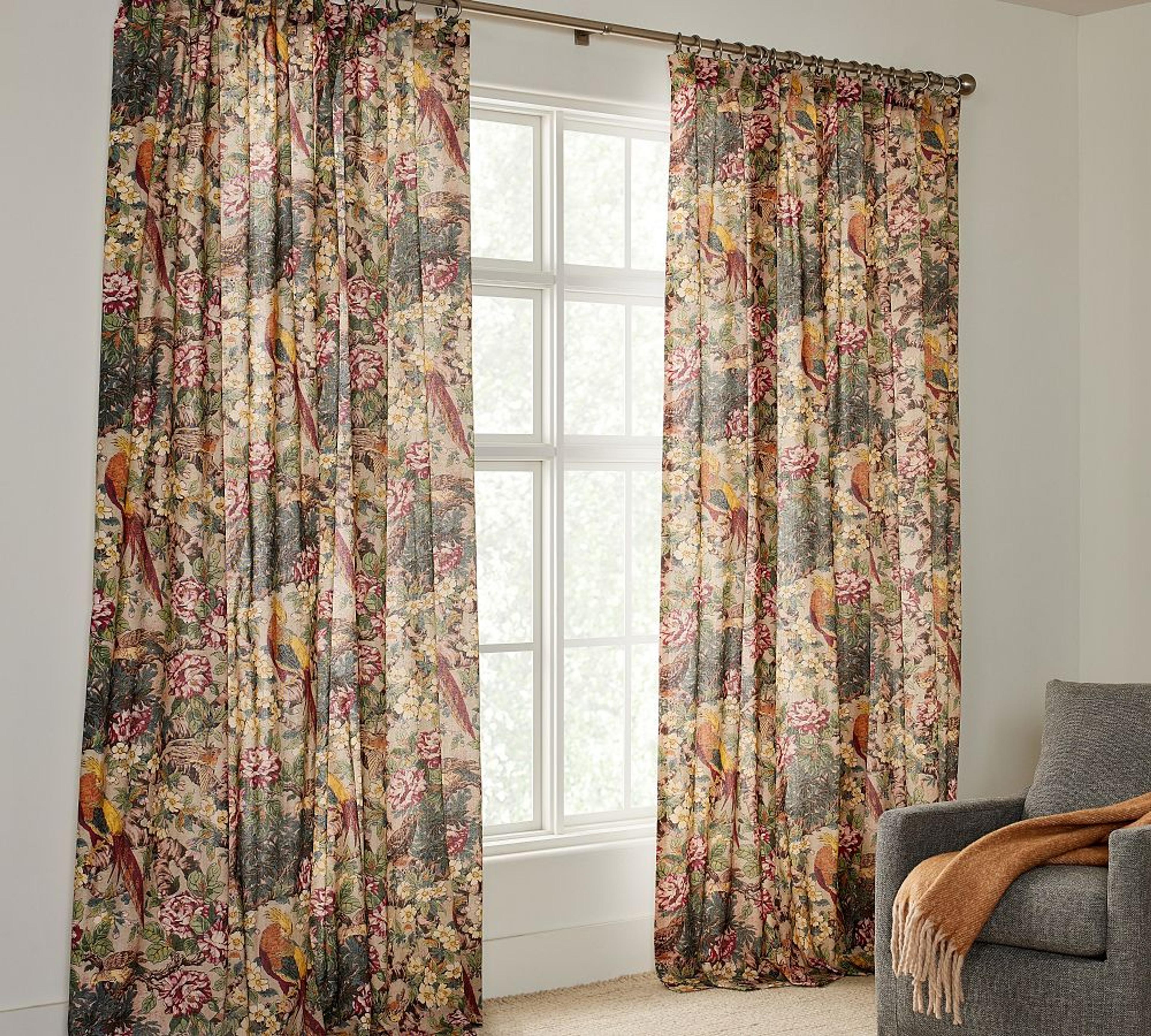 Pheasant Floral Curtain | Pottery Barn