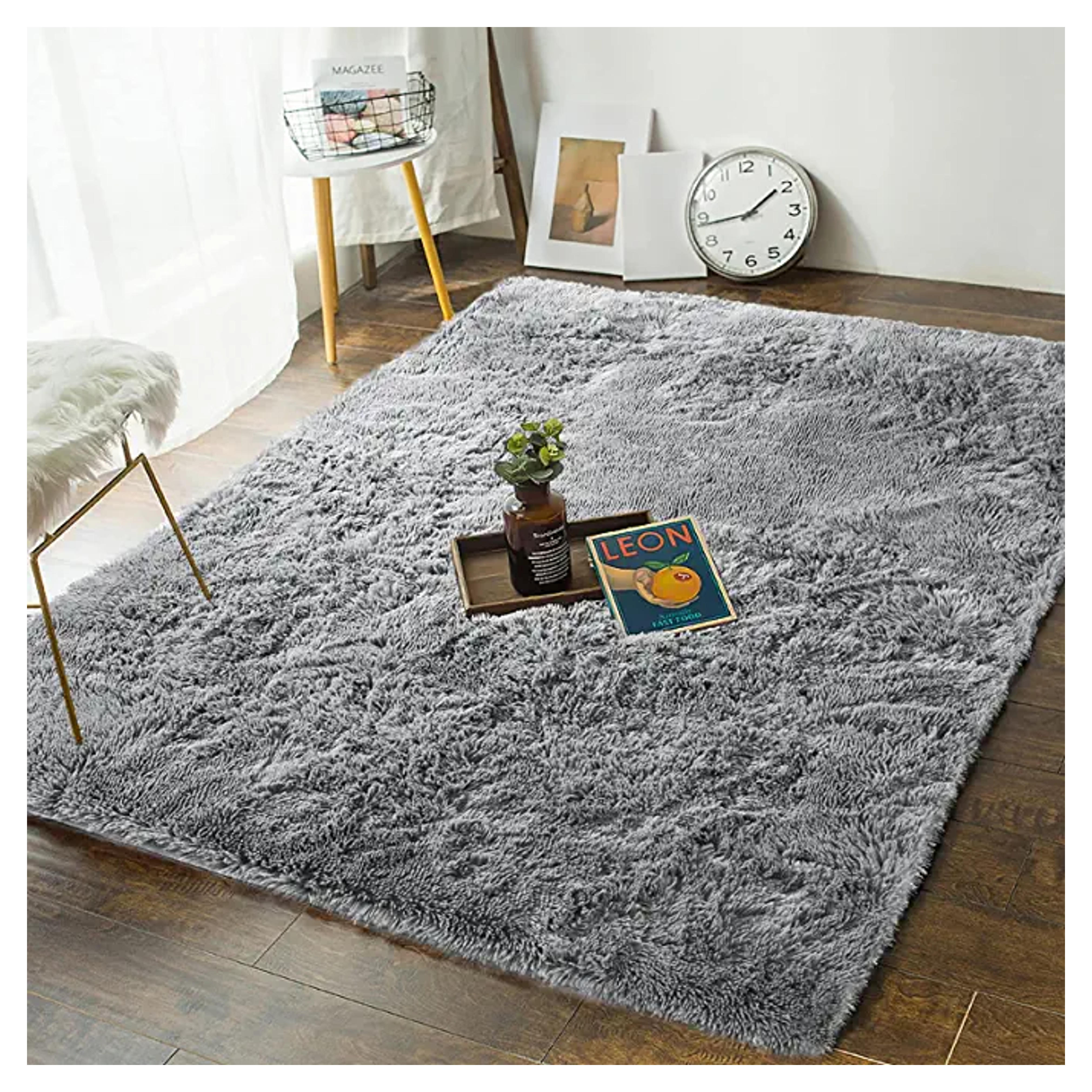 Amazon.com: Andecor Soft Fluffy Bedroom Rugs - 4 x 5.9 Feet Indoor Shaggy Plush Area Rug for Boys Girls Kids Baby College Dorm Living Room Home Decor Floor Carpet, Grey : Home & Kitchen