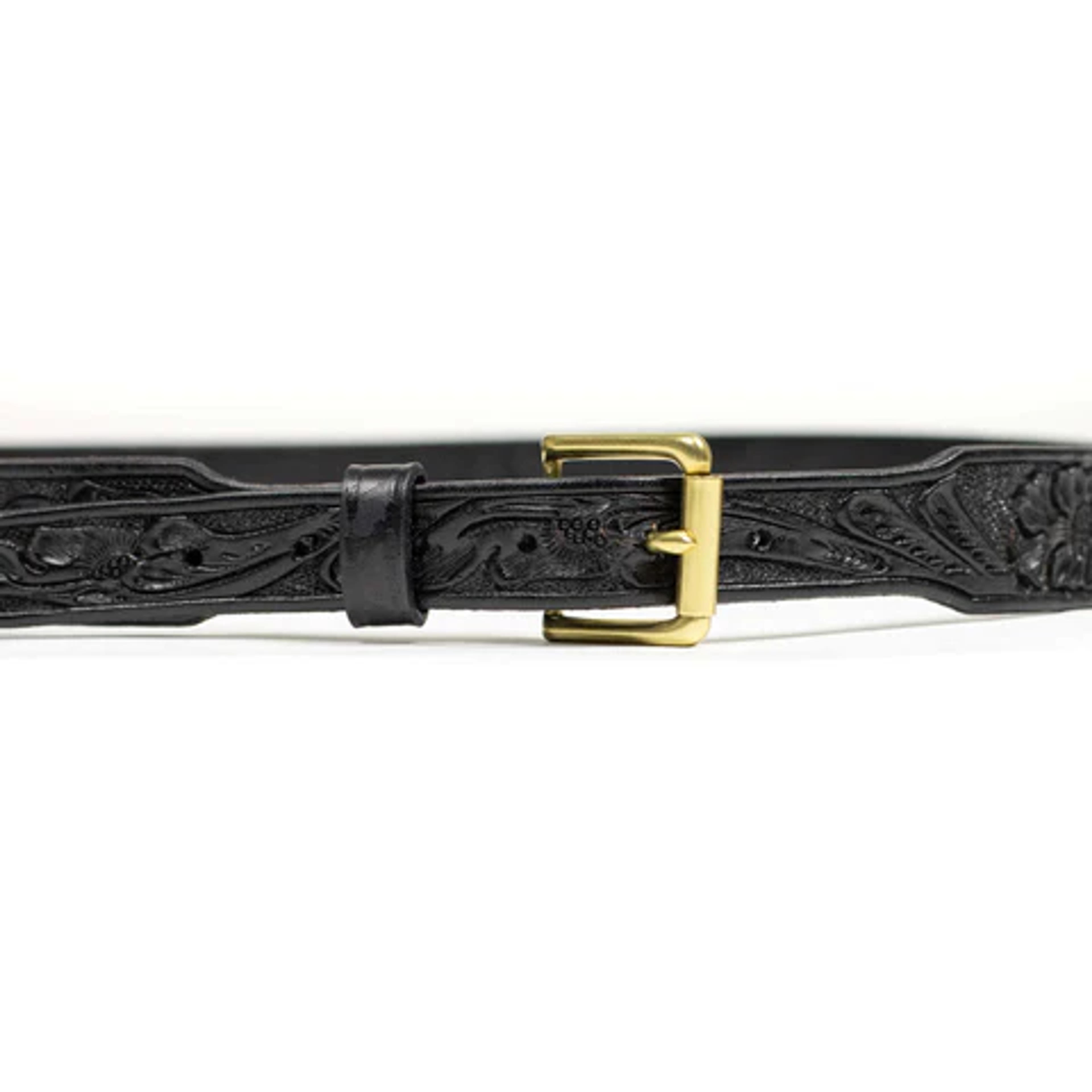 Wythe Hand tooled leather belt in black – No Man Walks Alone