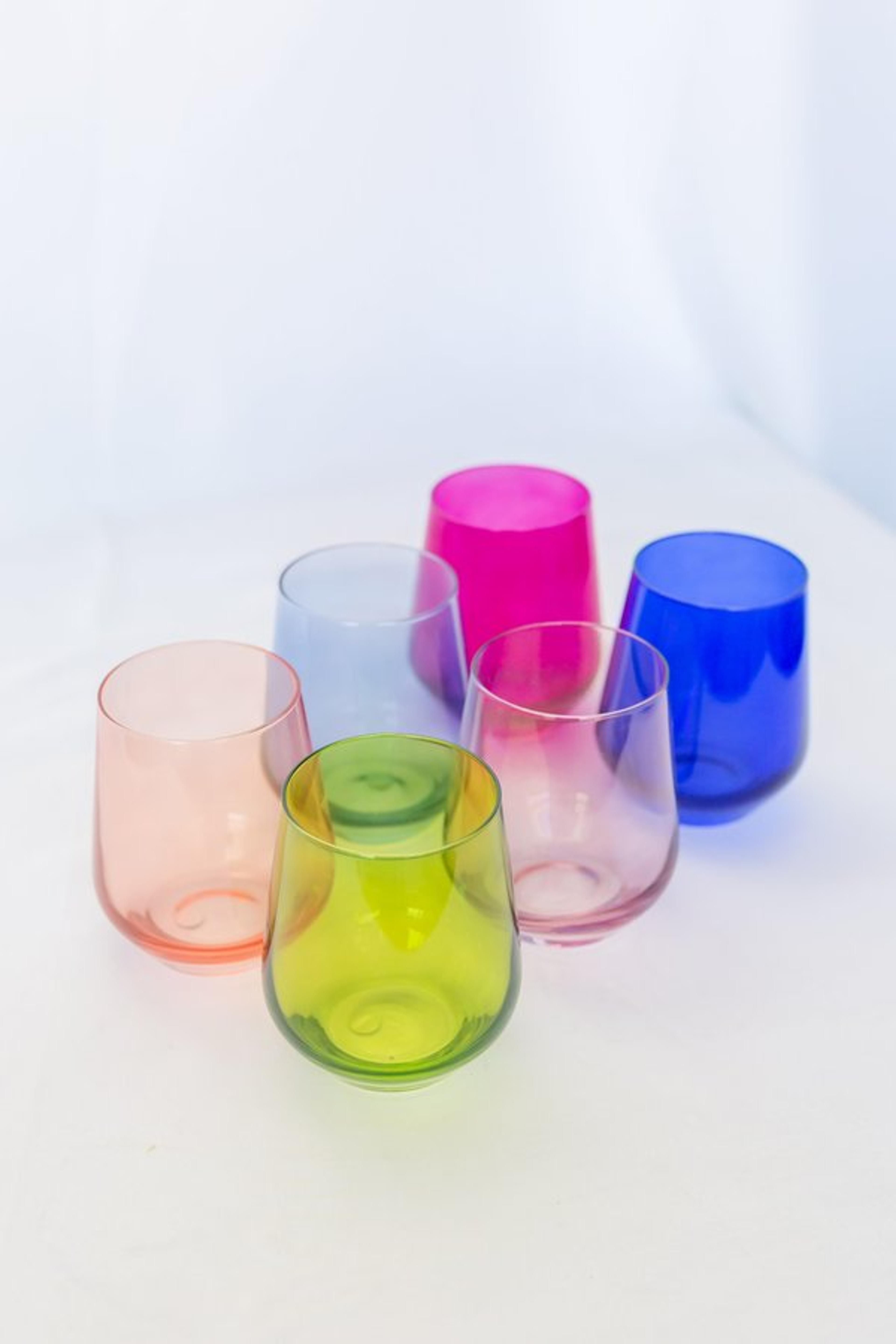 Estelle Colored Glass Stemless Wine Glasses - Mixed Set | Garmentory