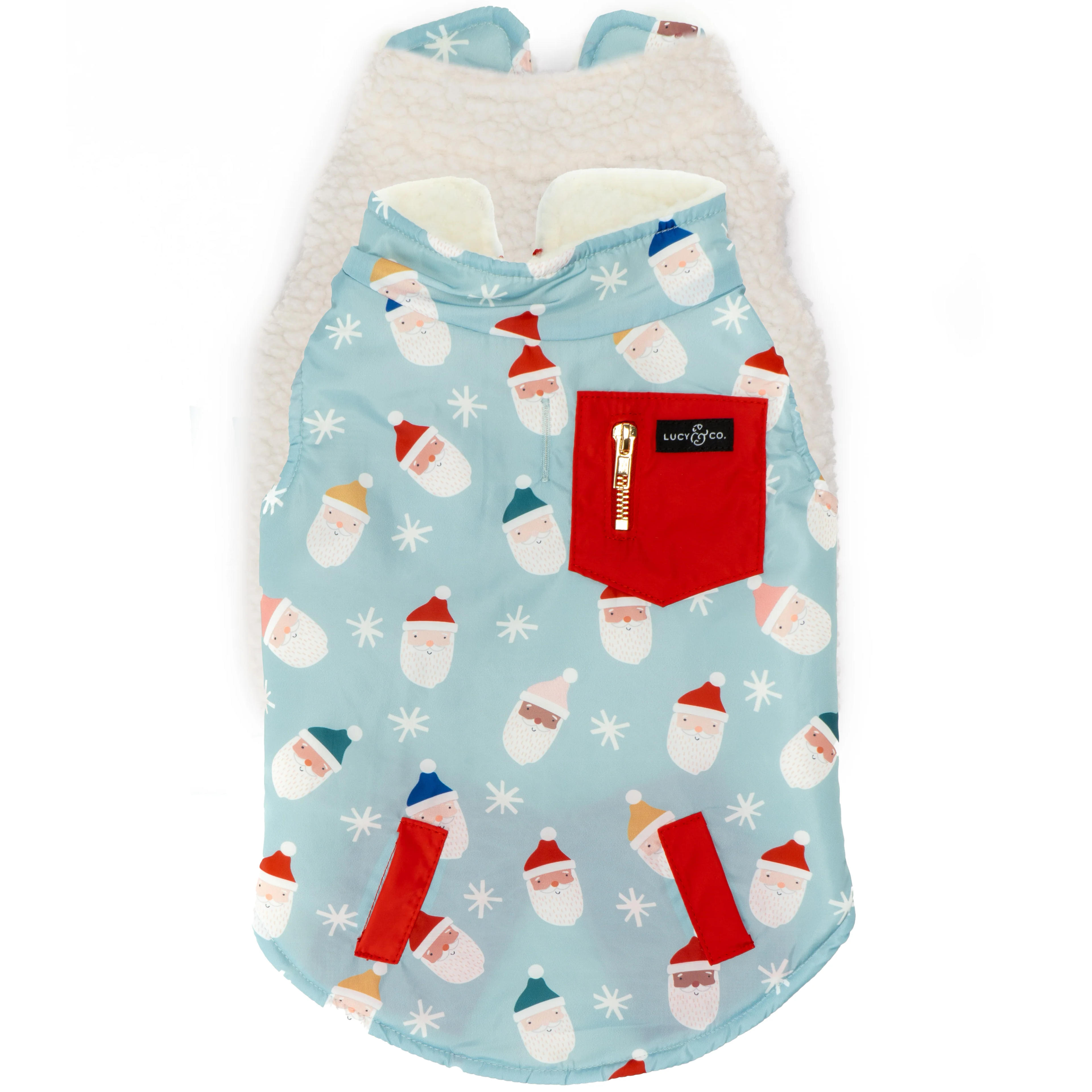 The Merry & Bright Reversible Holiday Dog Teddy Vest | Winter Dog Jacket