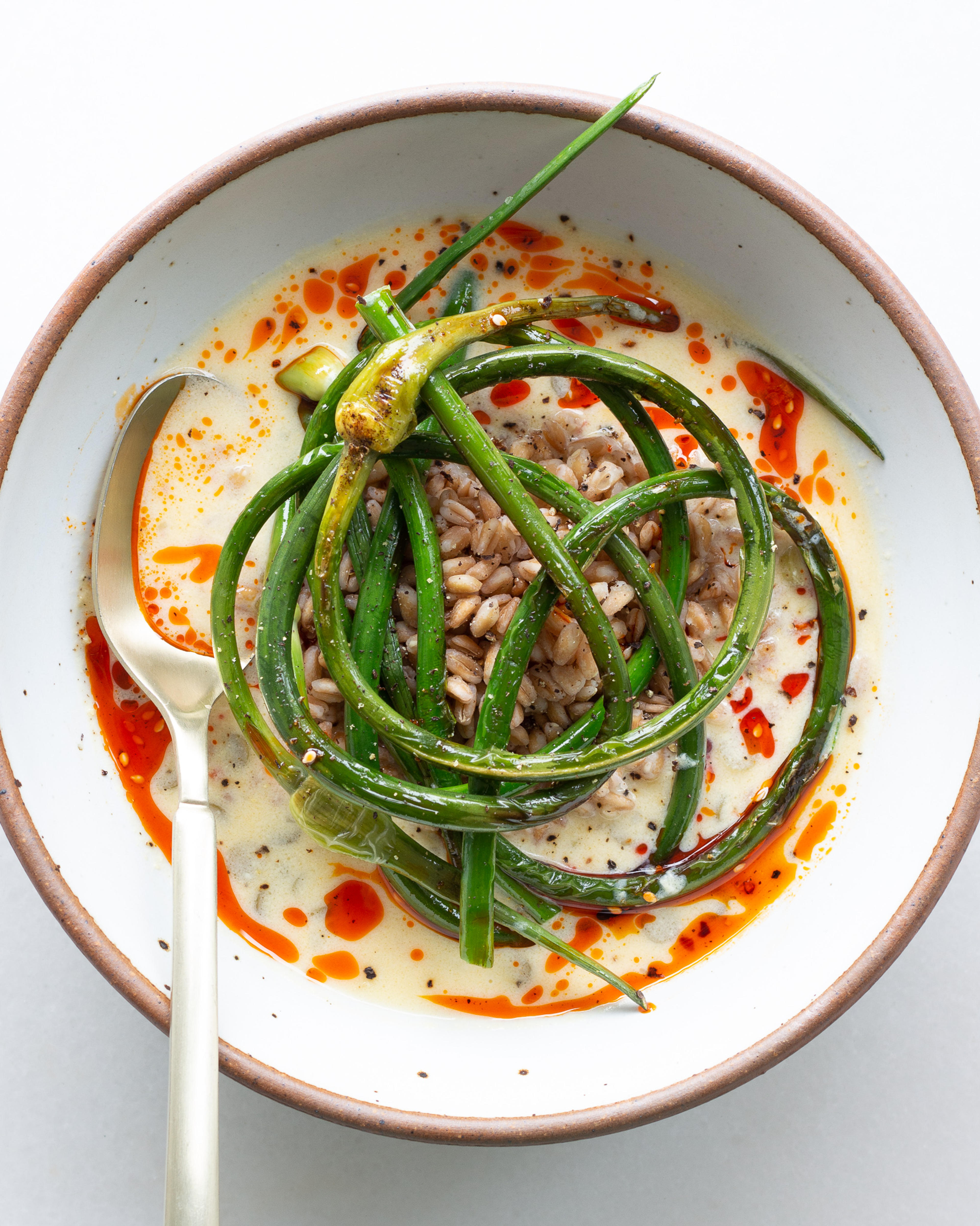 Garlic Scape Egg Soup - Justine Snacks