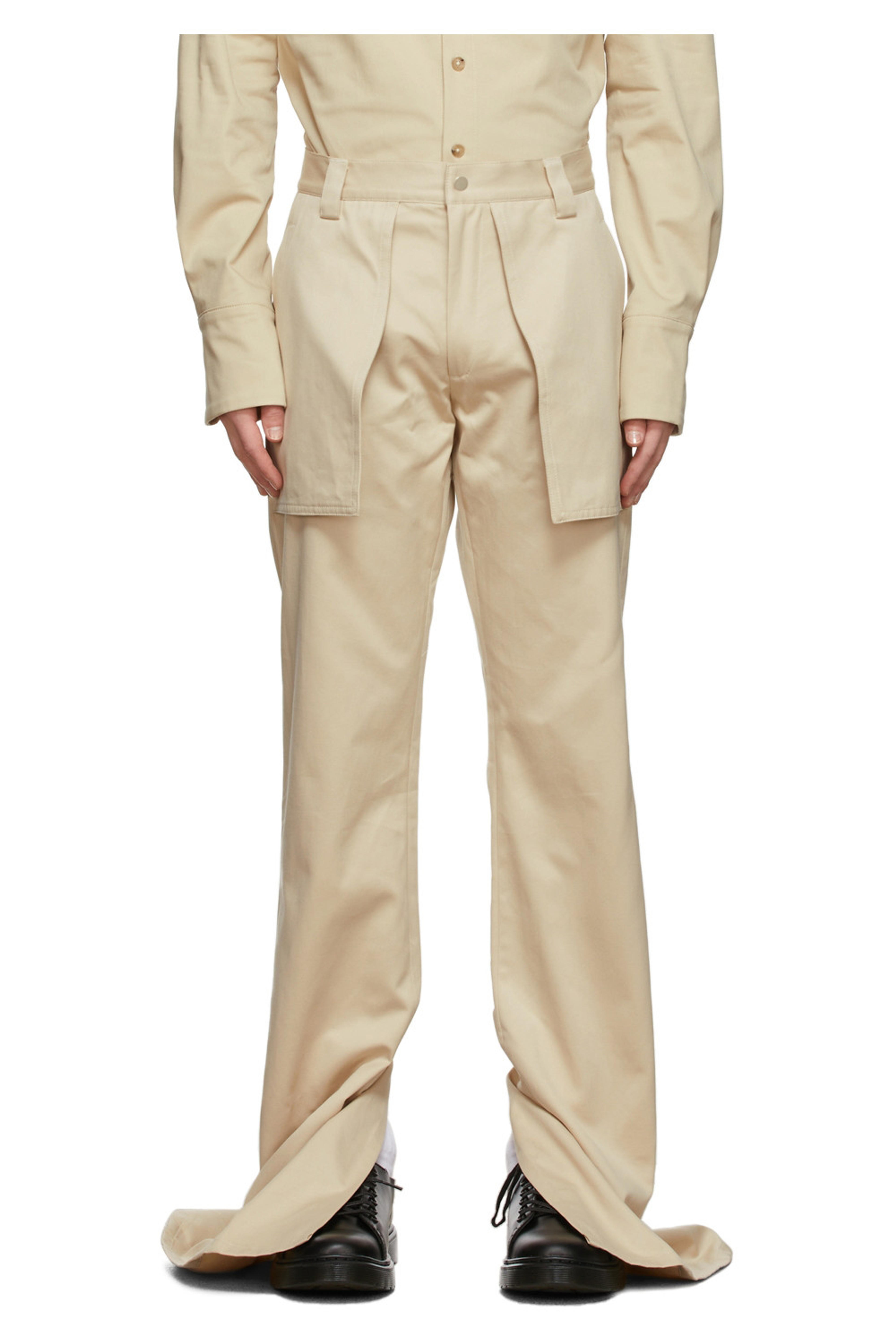 Beige Workwear Trousers by Daniel W. Fletcher on Sale