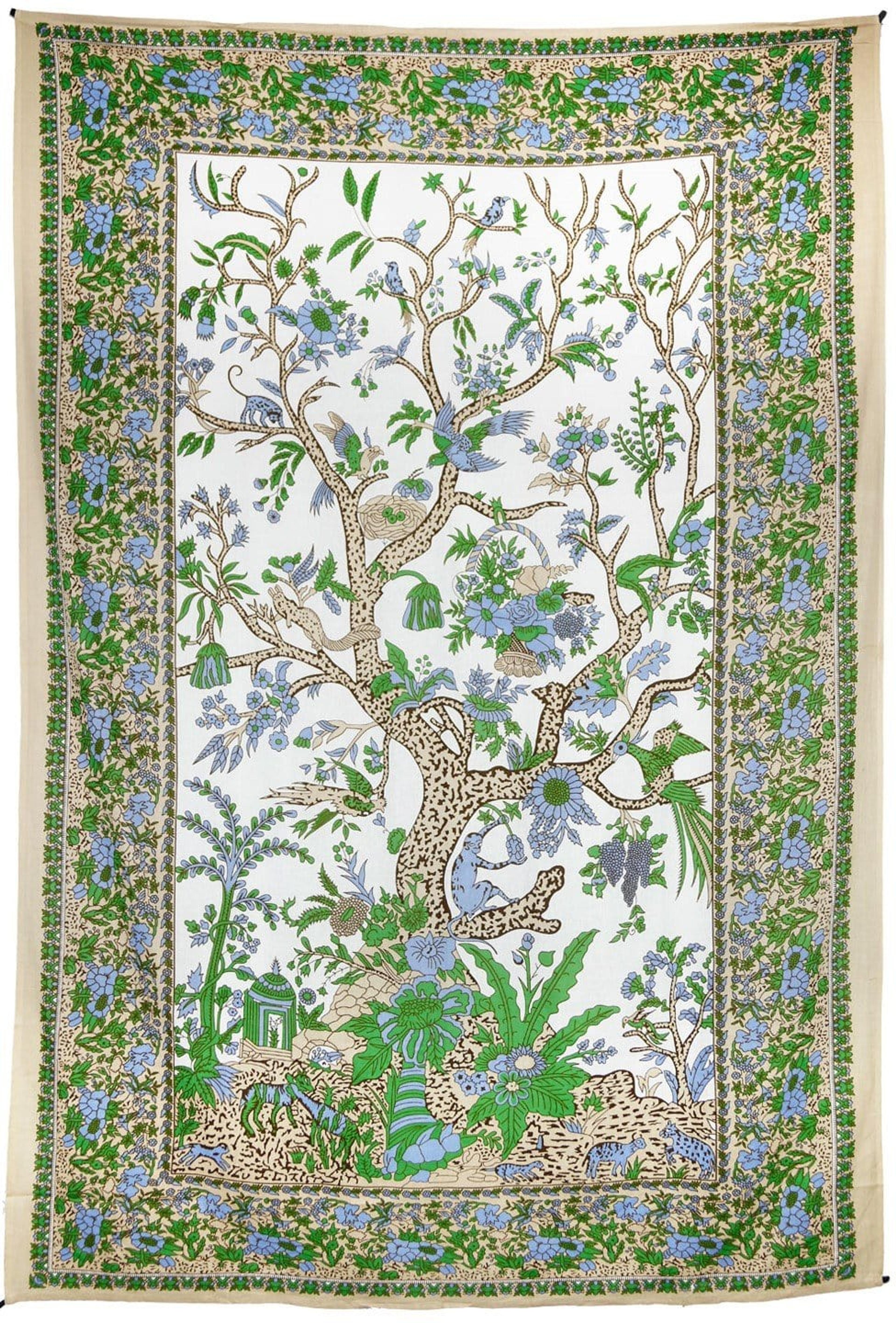 Tree of Life - Tan and Green - Tapestry