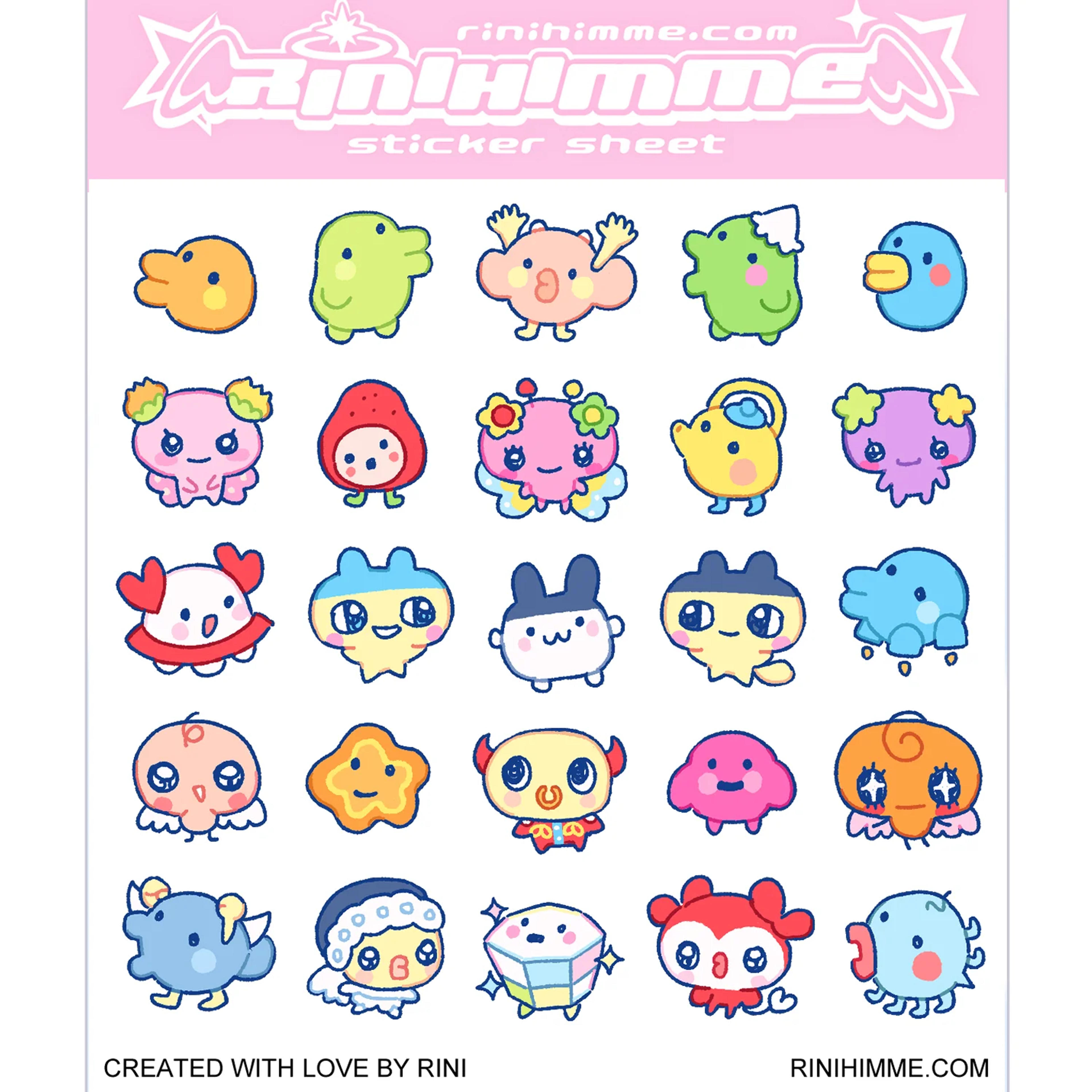 TAMAGOTCHI GLITTER STICKER SHEET