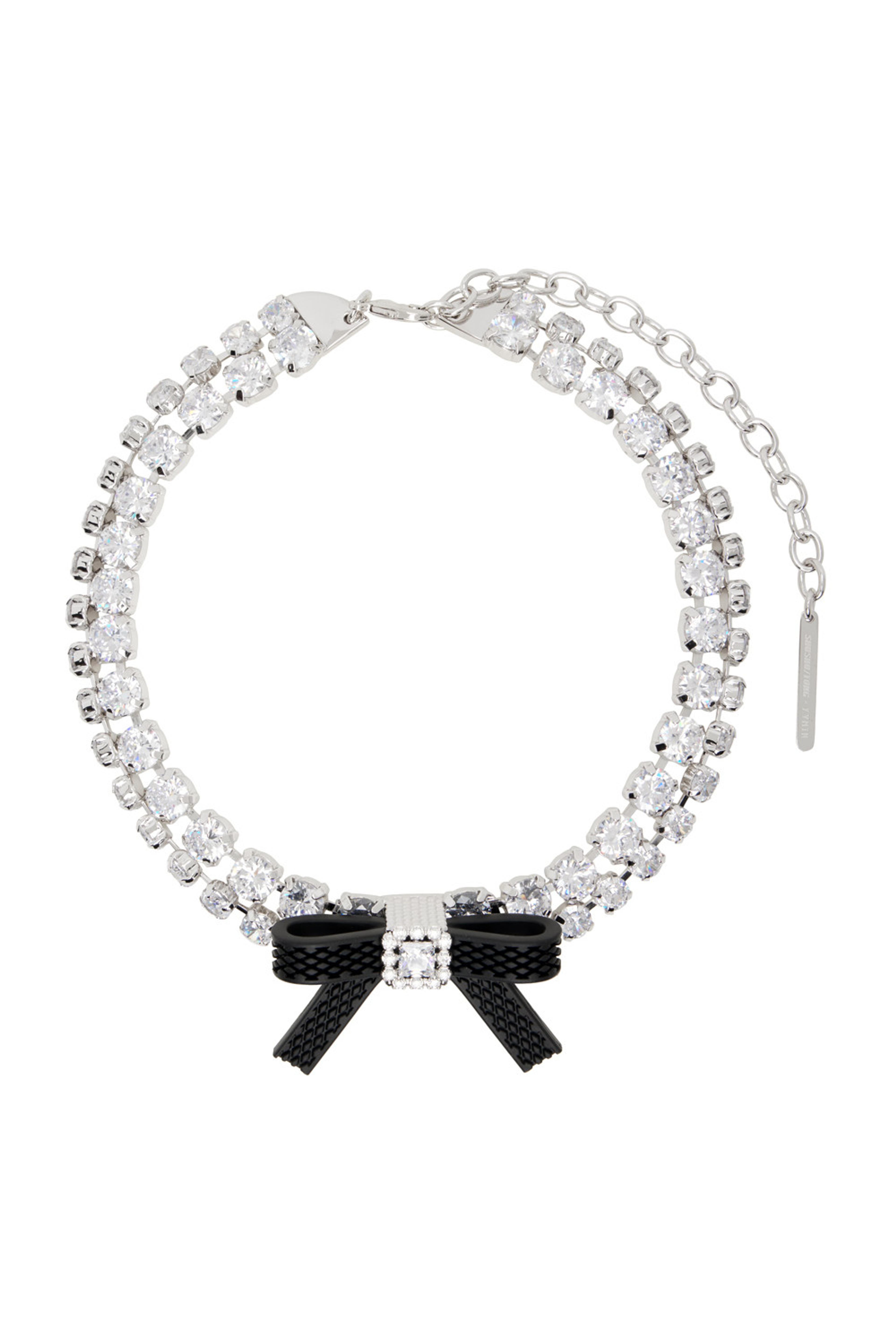 Shushu/Tong - Silver & Black YVMIN Edition Rubber Bow Crystal Chain Choker