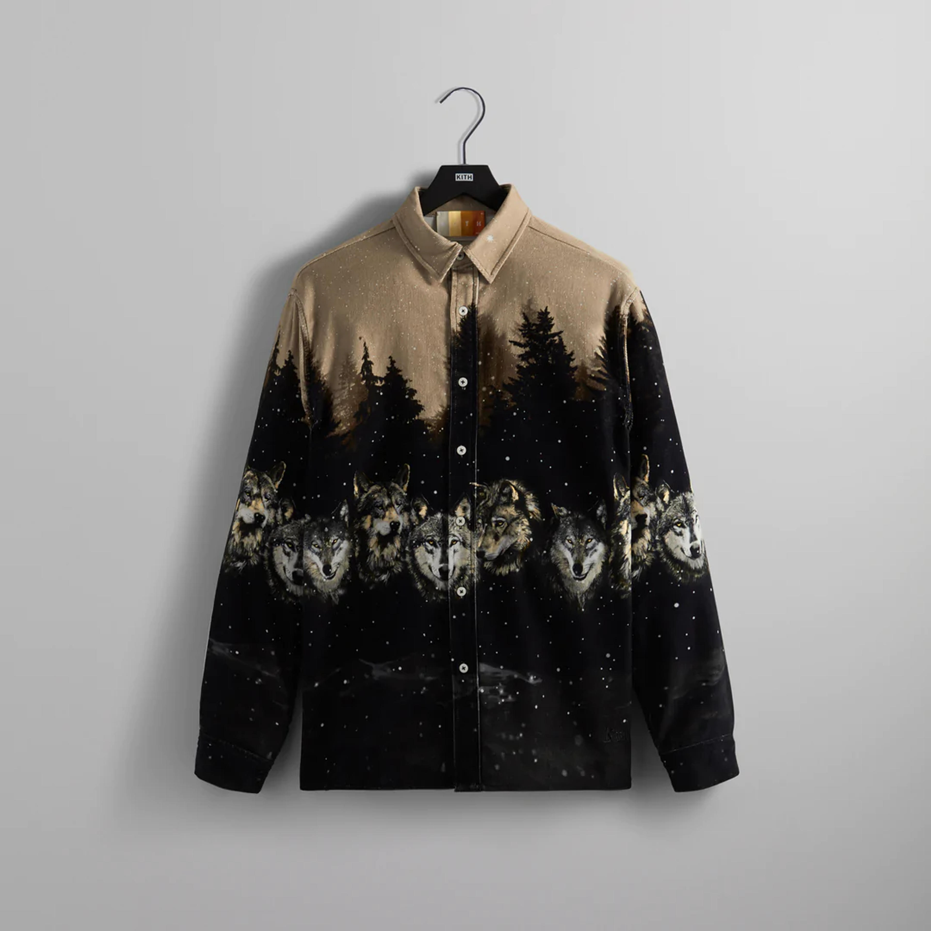 Kith Printed Wolves Cord Ludlow Shirt - Black