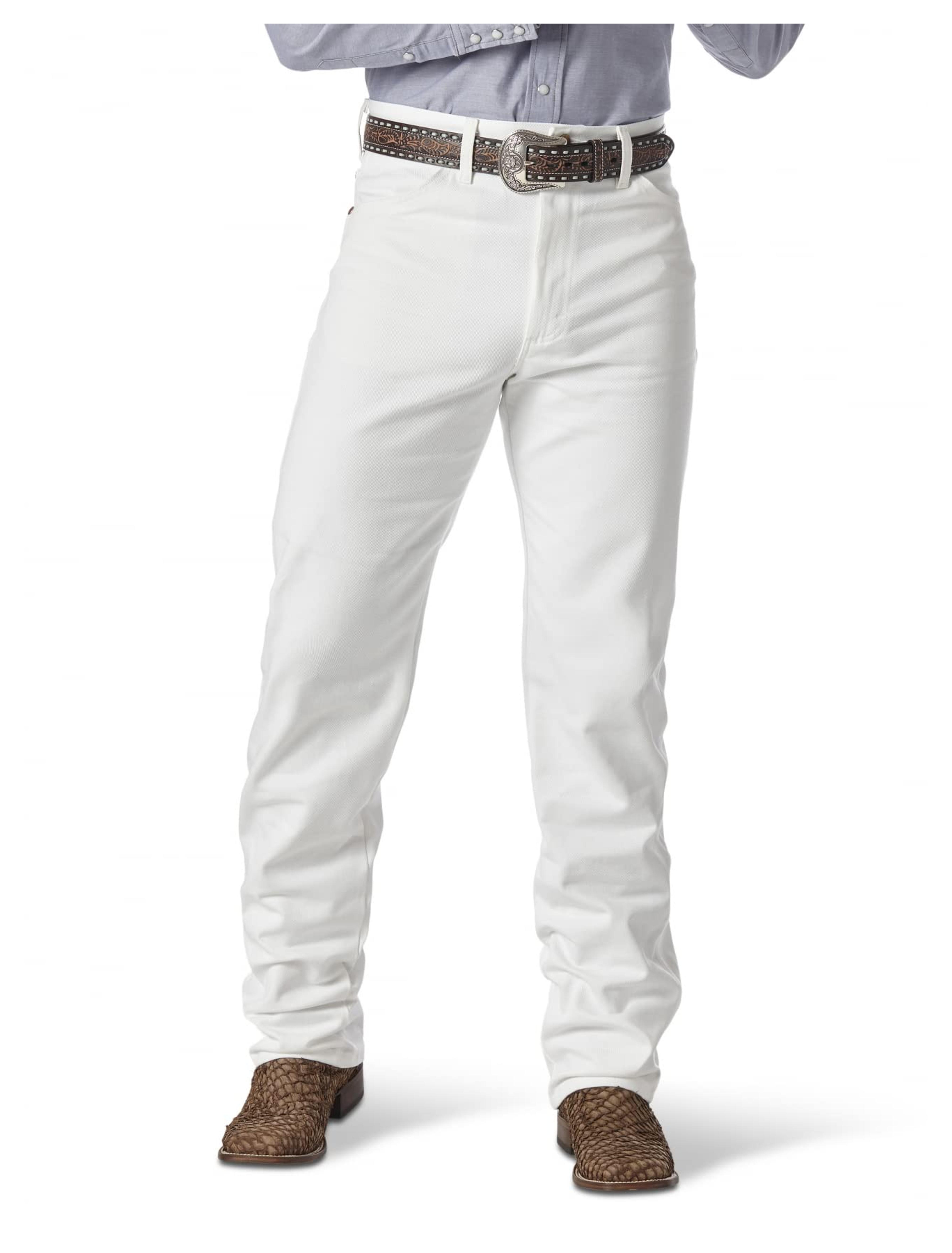 Wrangler Men's 13MWZ Cowboy Cut Original Fit Jean, White, 36W x 32L at Amazon Men’s Clothing store