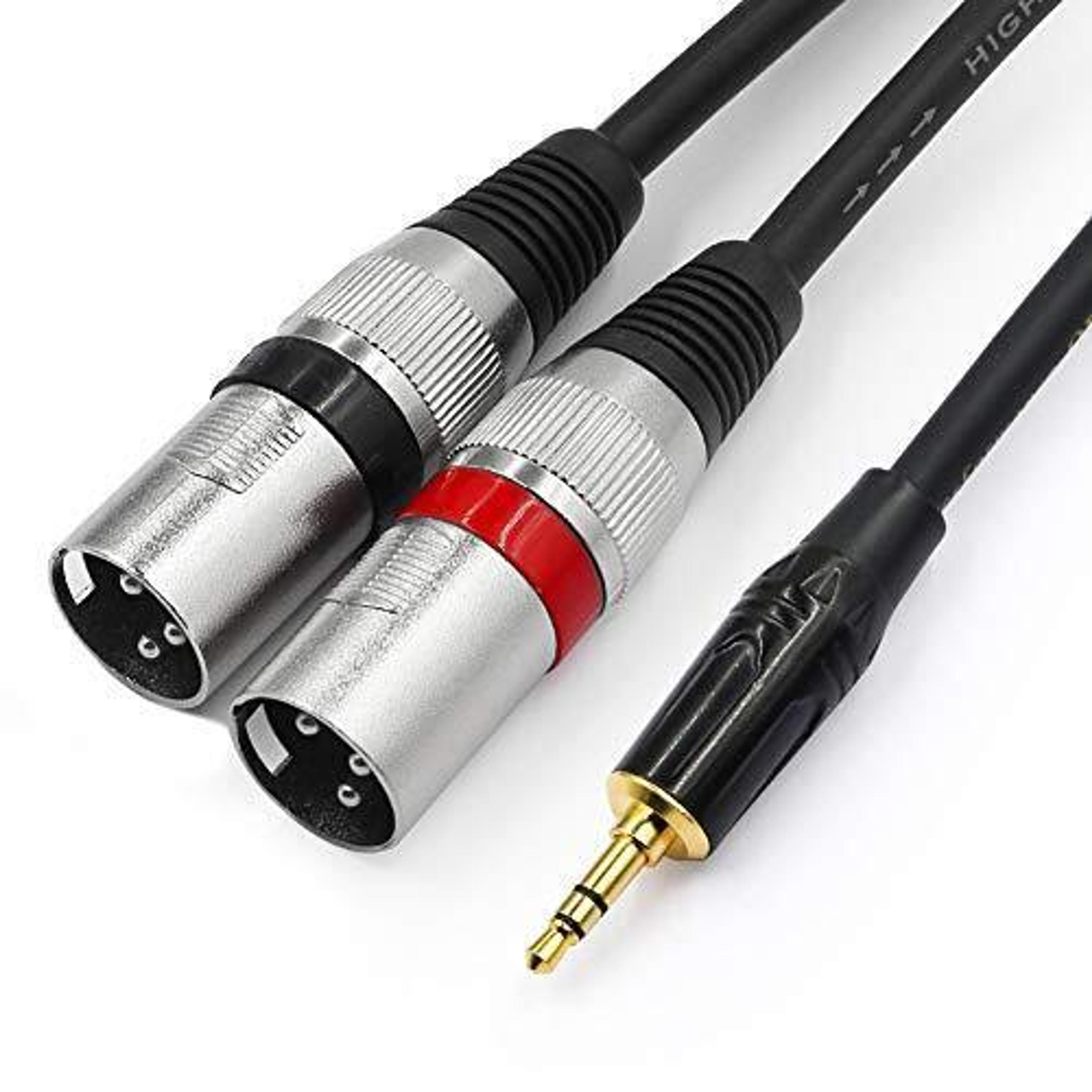 2x 3.5mm to Dual XLR Stereo Cable 1/8 in Mini Jack to 2 XLR Male Y Splitter Adapter | eBay