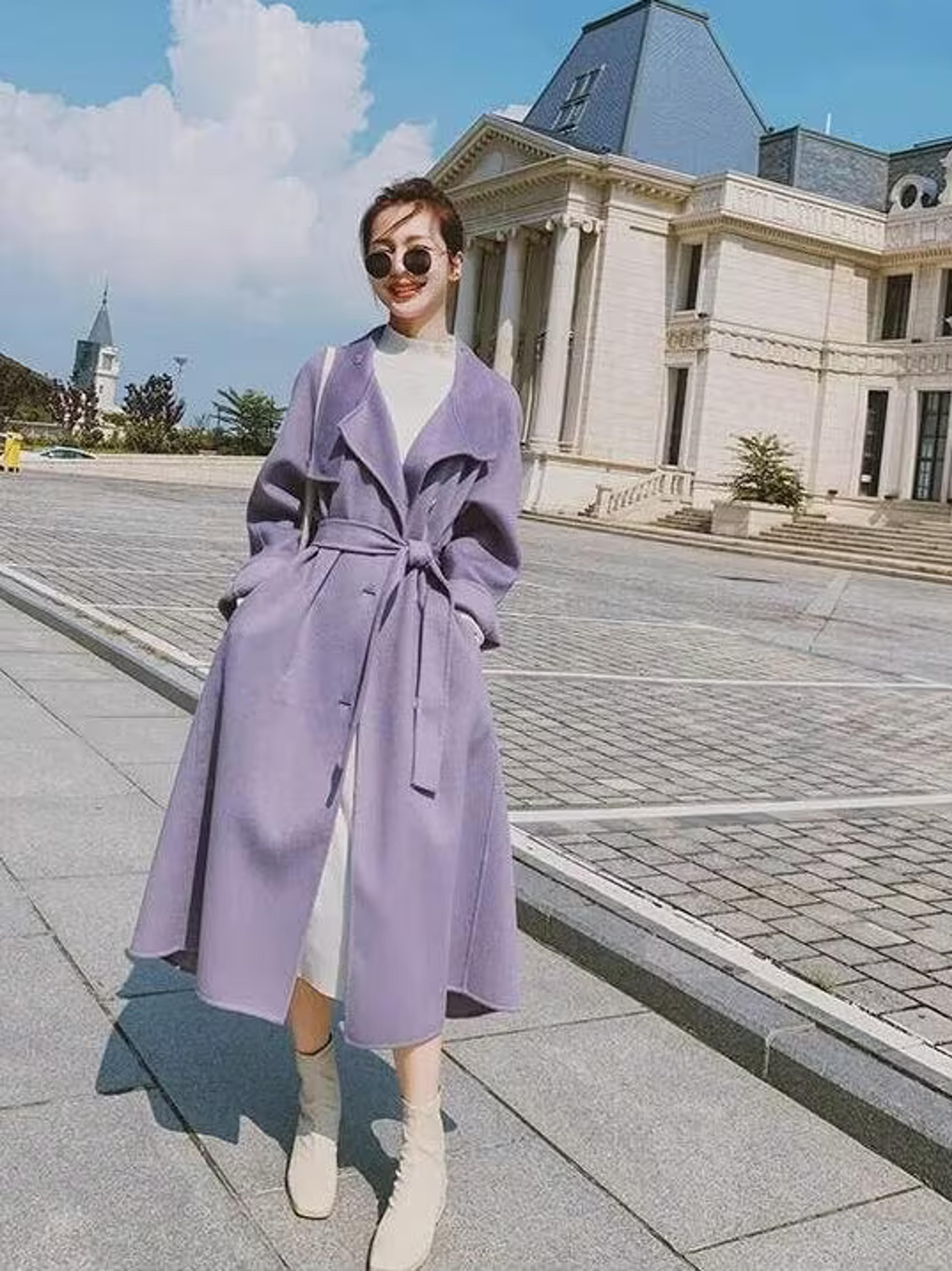 Women's Winter Wool Coat Purple Belted Wool Coat Long - Etsy