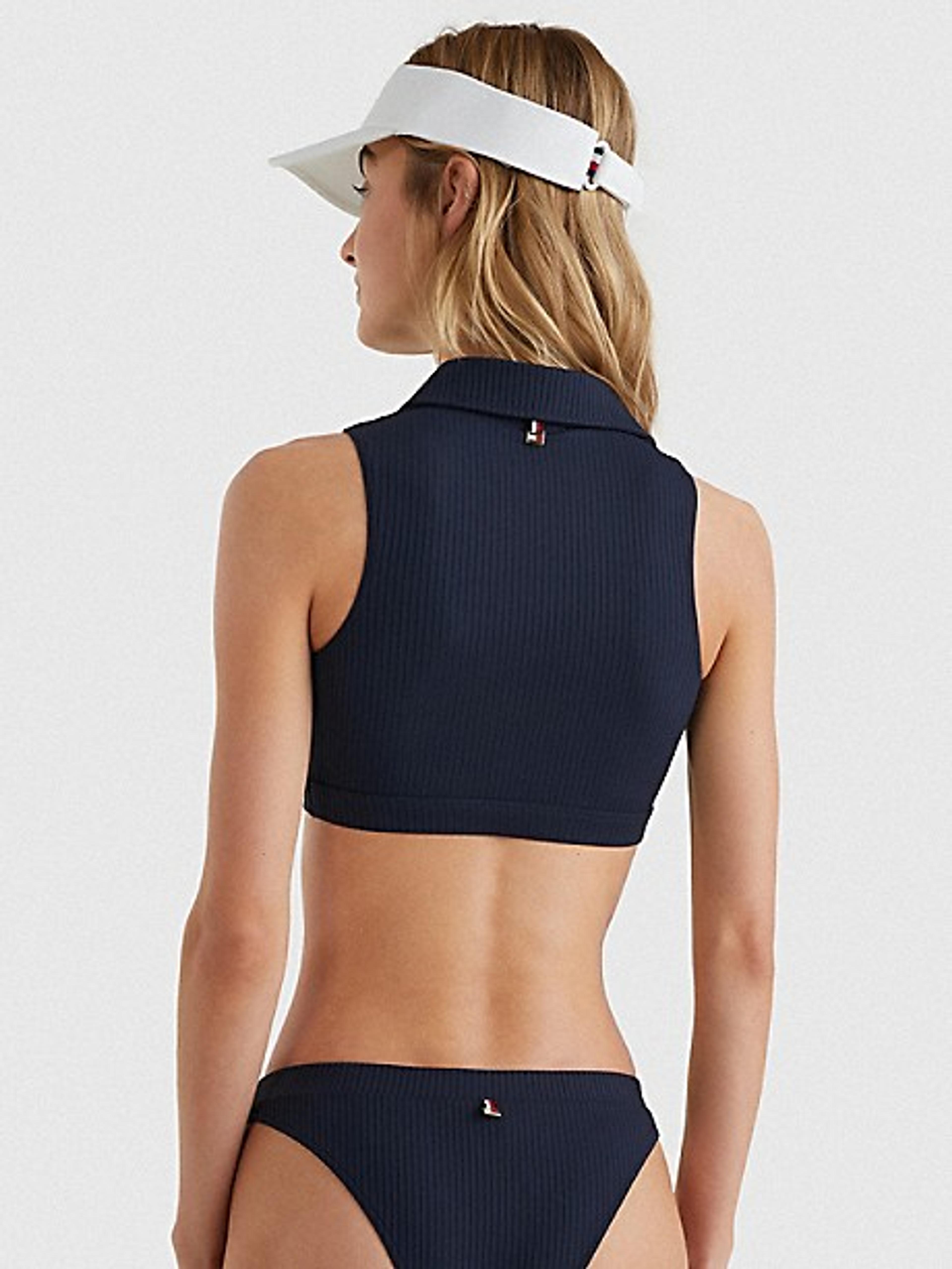 Ribbed Cropped Polo Swim Top | Tommy Hilfiger