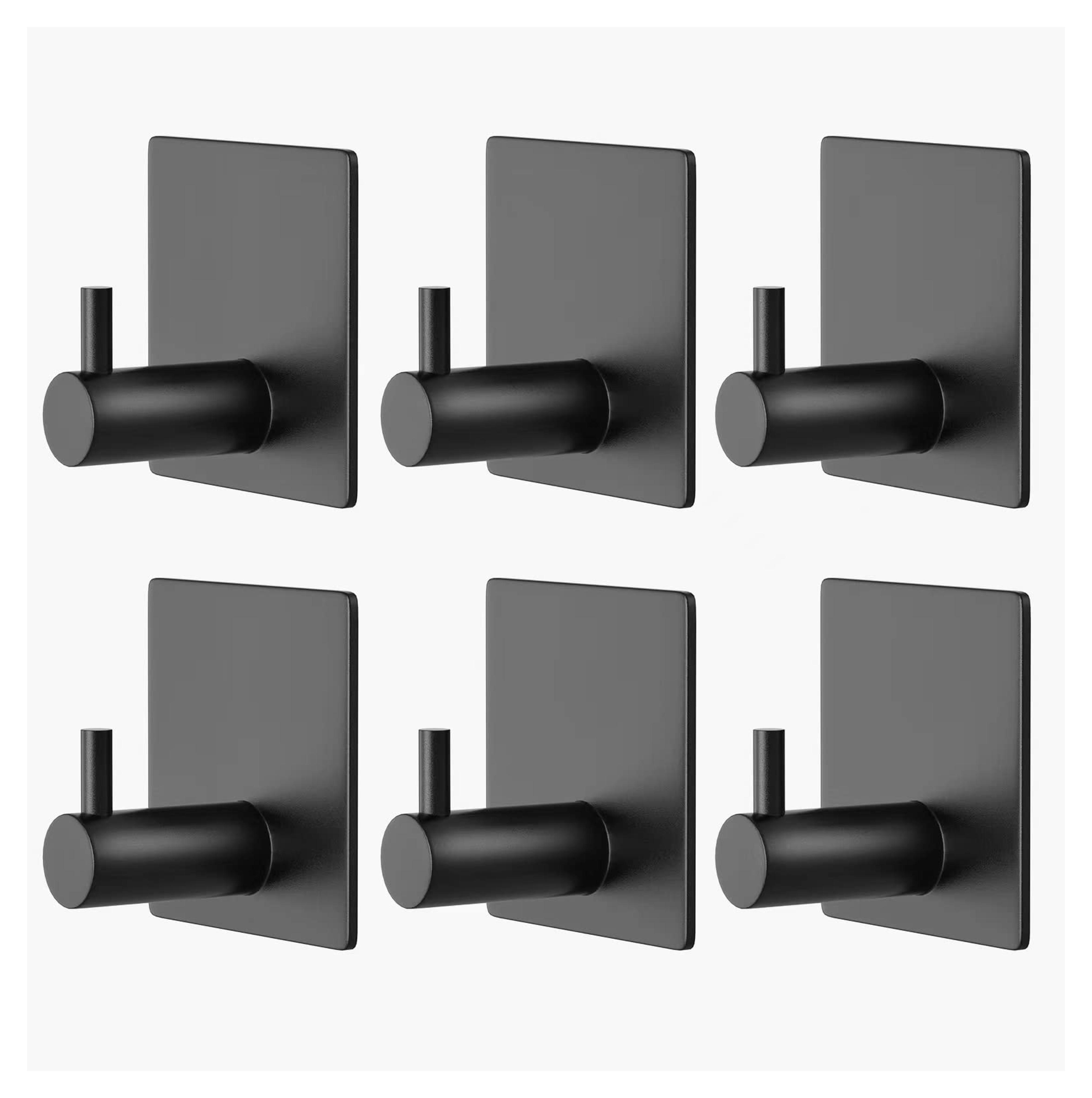 Amazon.com: VAEHOLD Black Adhesive Hooks 6 Pack, Heavy Duty Wall Hooks Aluminum Hooks for Hanging Coat, Hat, Towel, Robe, Key, Clothes, Towel Hook Wall Mount for Home, Office, Kitchen, Bathroom(6, Black) : Home & Kitchen