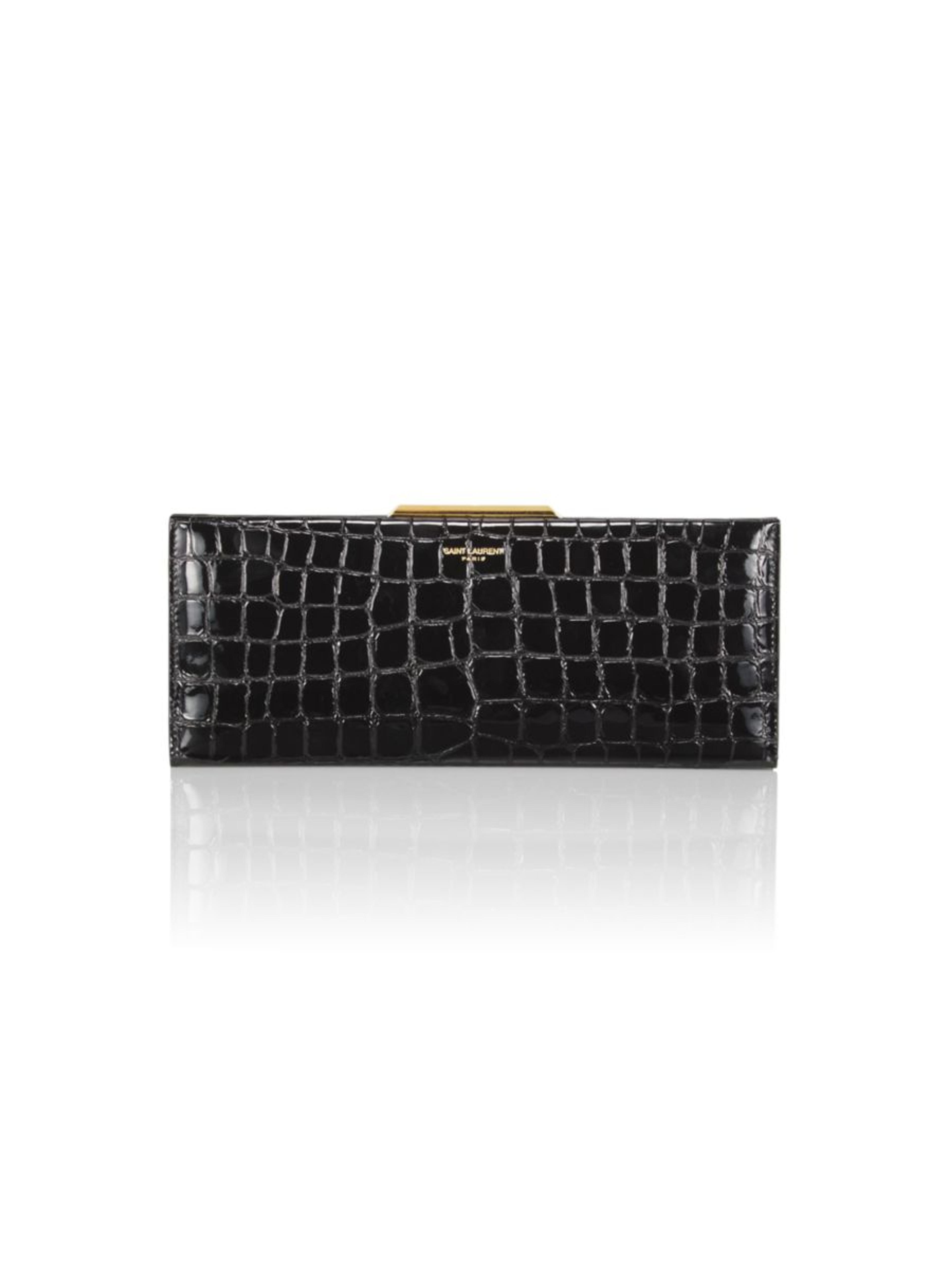 Shop Saint Laurent Croc-Embossed Leather Clutch-On-Chain | Saks Fifth Avenue