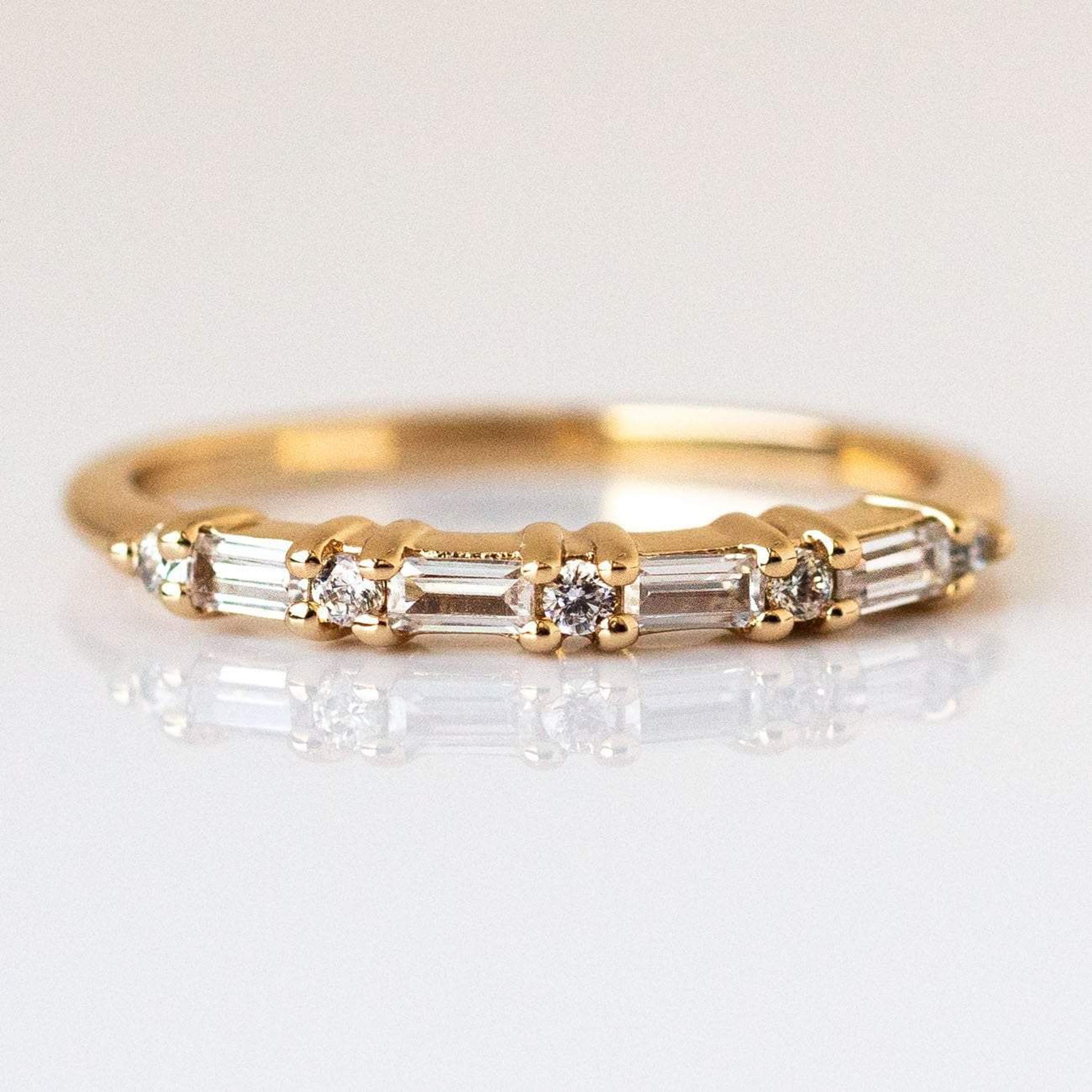 Multi Gem Baguette CZ Gold Stacking Ring | Local Eclectic – local eclectic