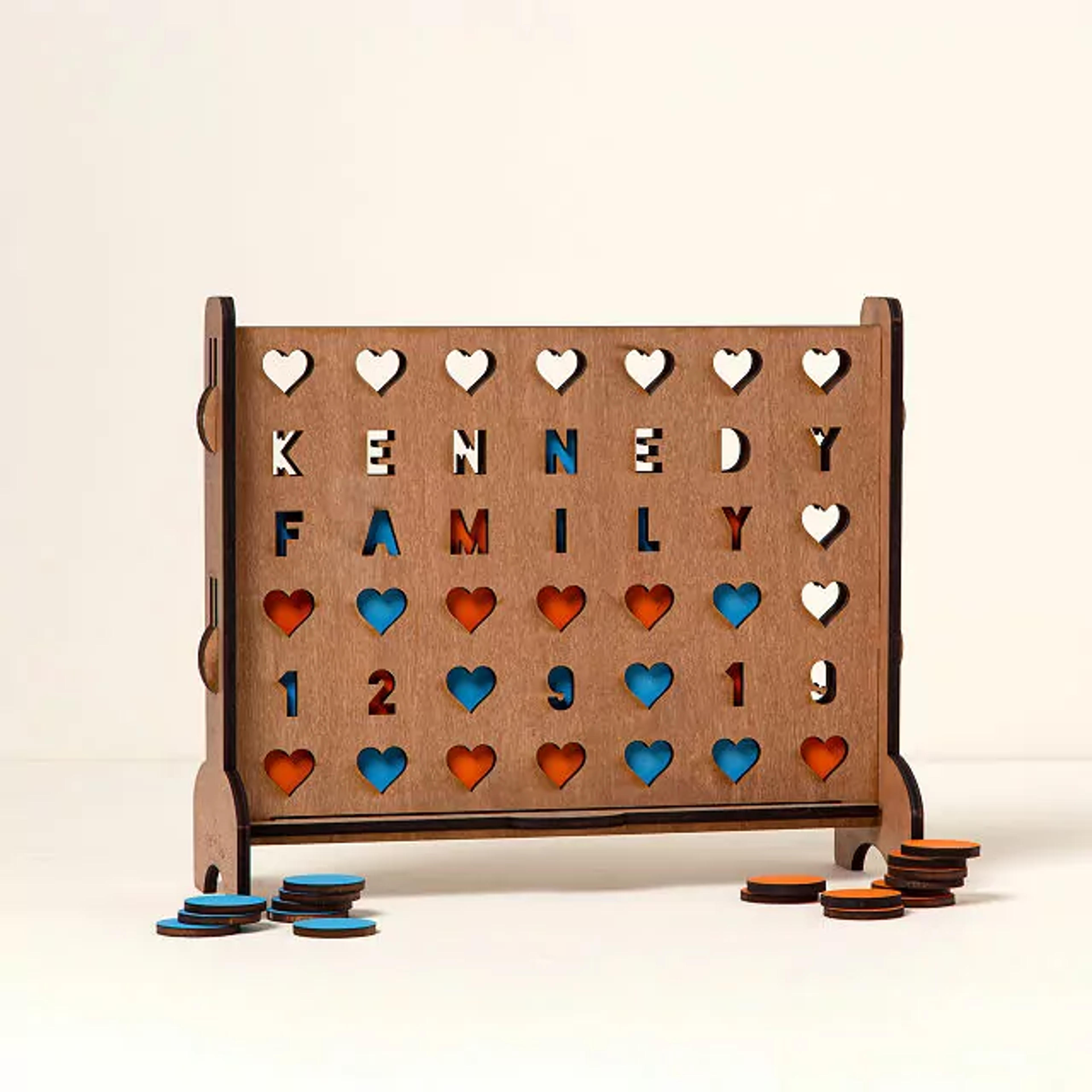 Personalized Hearts Four-Across Game | connect 4 | Uncommon Goods