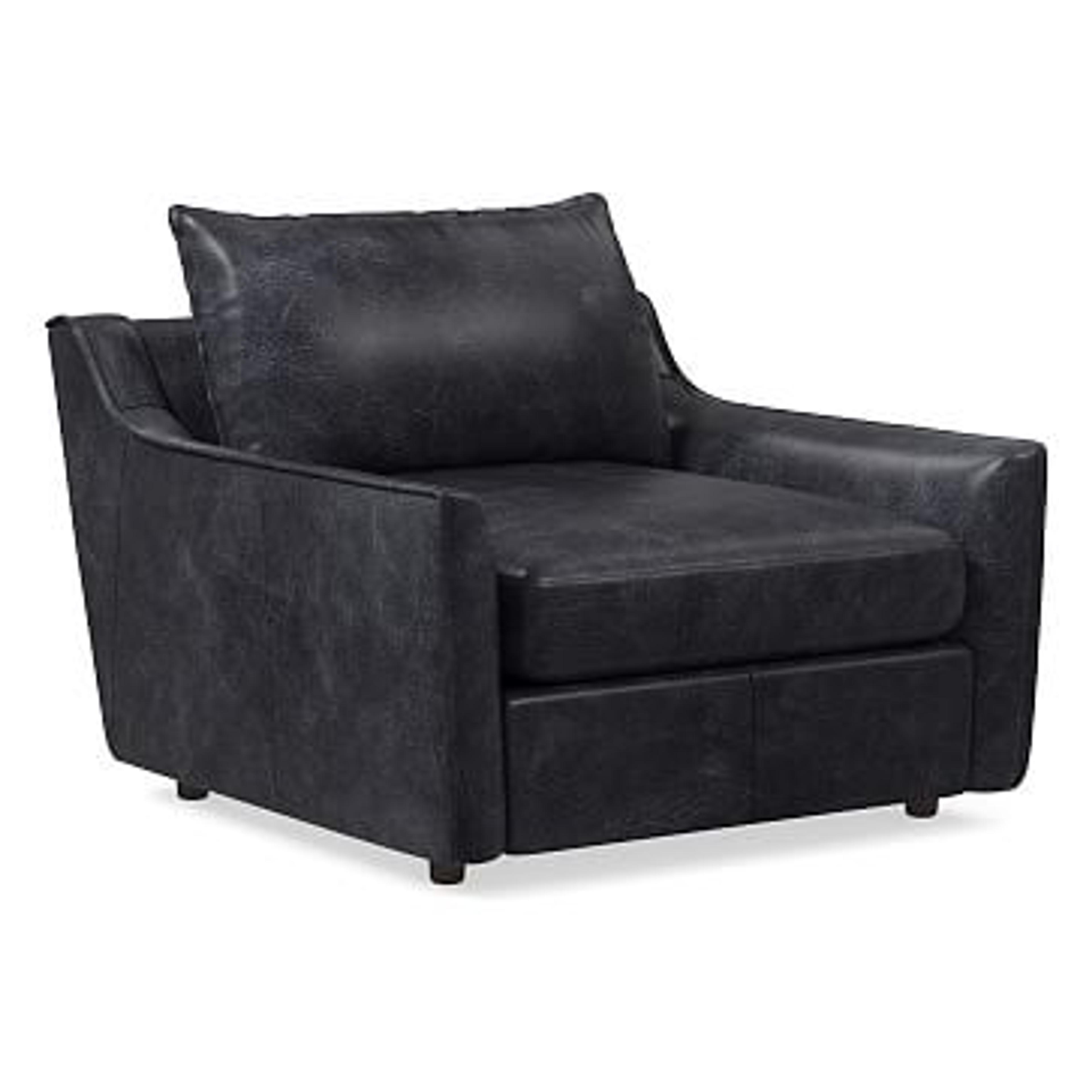 Easton Chair, Down, Sierra Leather, Licorice, Concealed Supports | West Elm