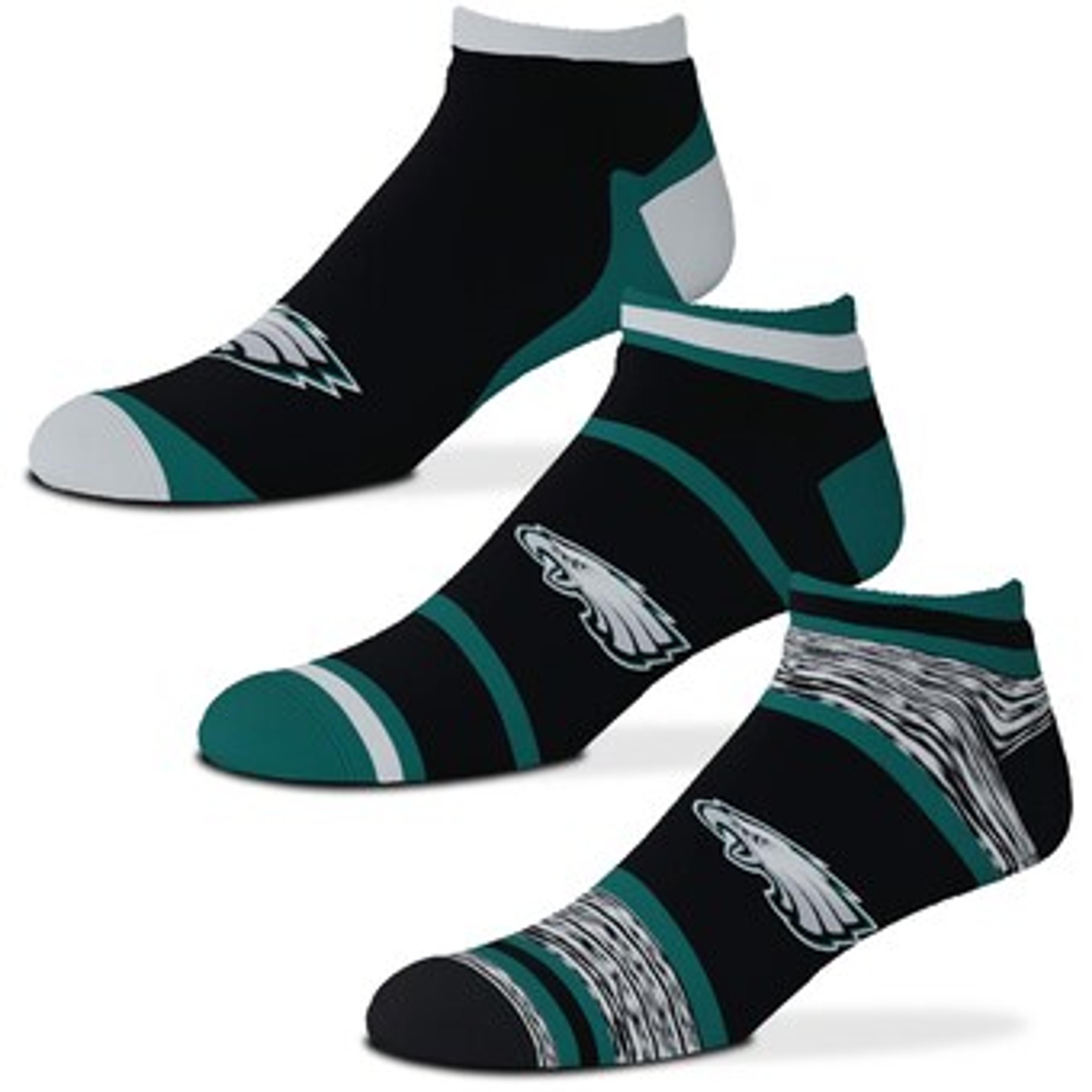 For Bare Feet Philadelphia Eagles Cash Three-Pack Ankle Socks