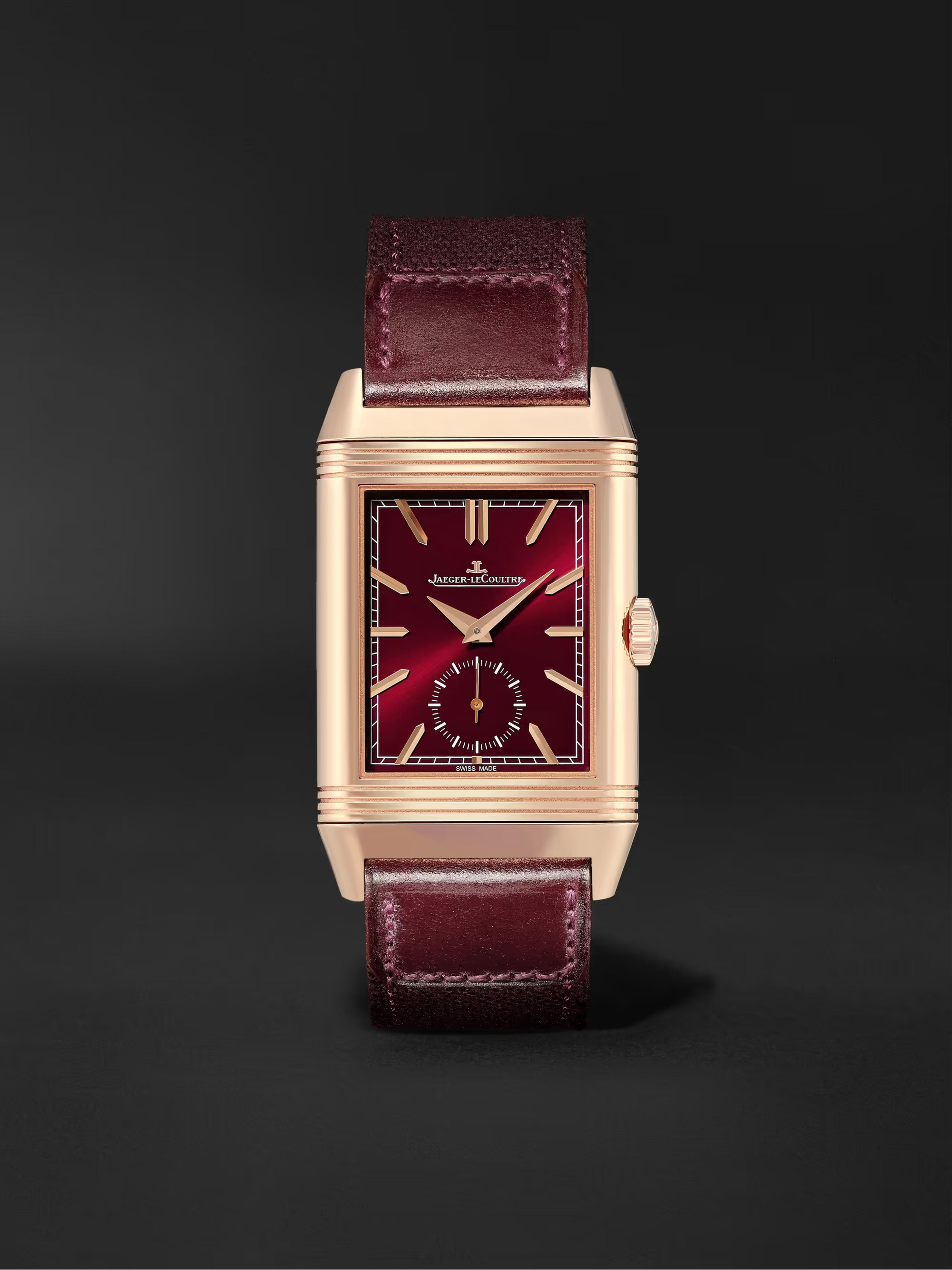 Burgundy + Casa Fagliano Reverso Tribute DuoFace Limited Edition Hand-Wound 28.3mm 18-Karat Rose Gold and Leather Watch, Ref. No. Q398256J | JAEGER-LECOULTRE | MR PORTER