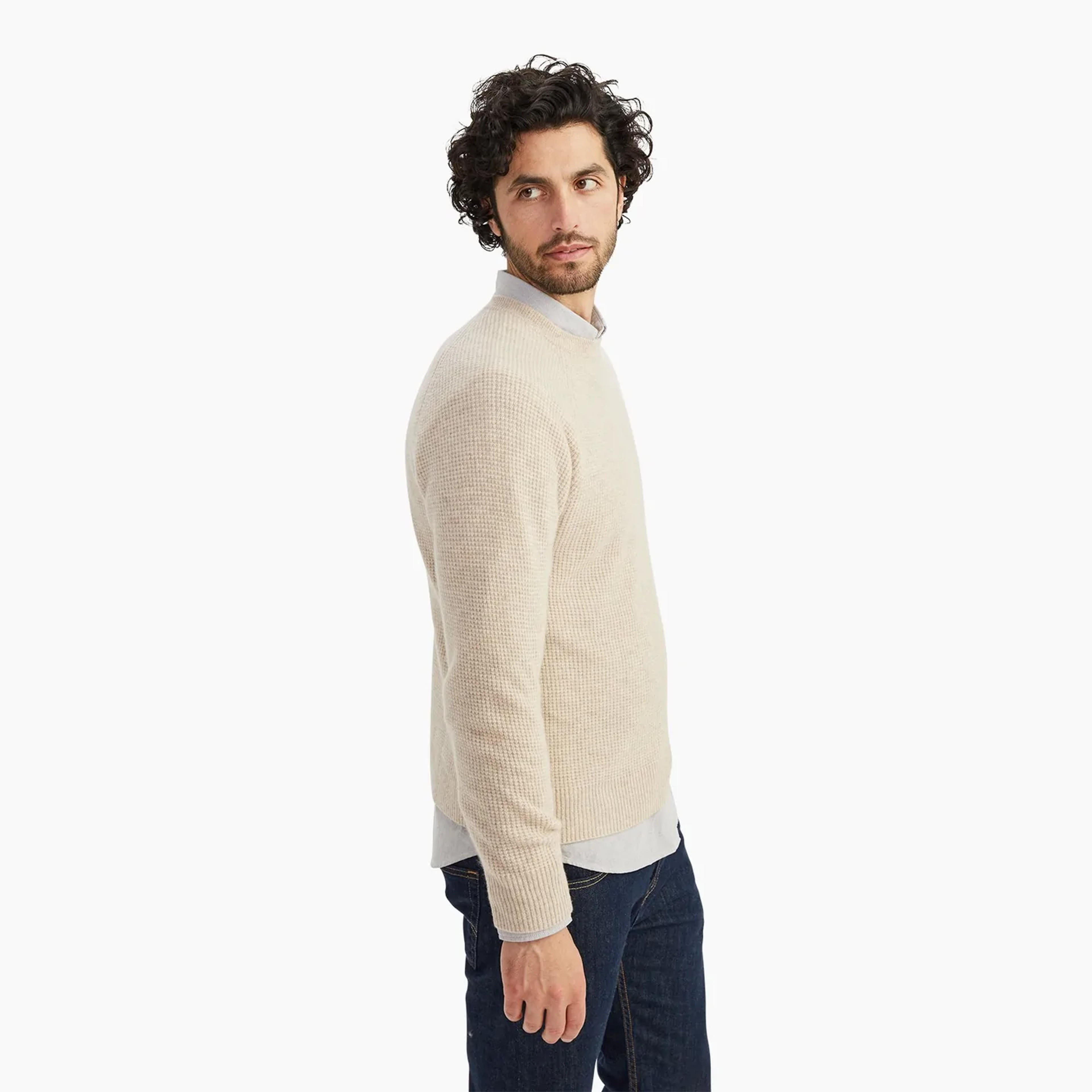 Cashmere Waffle Crewneck Sweater – NAADAM