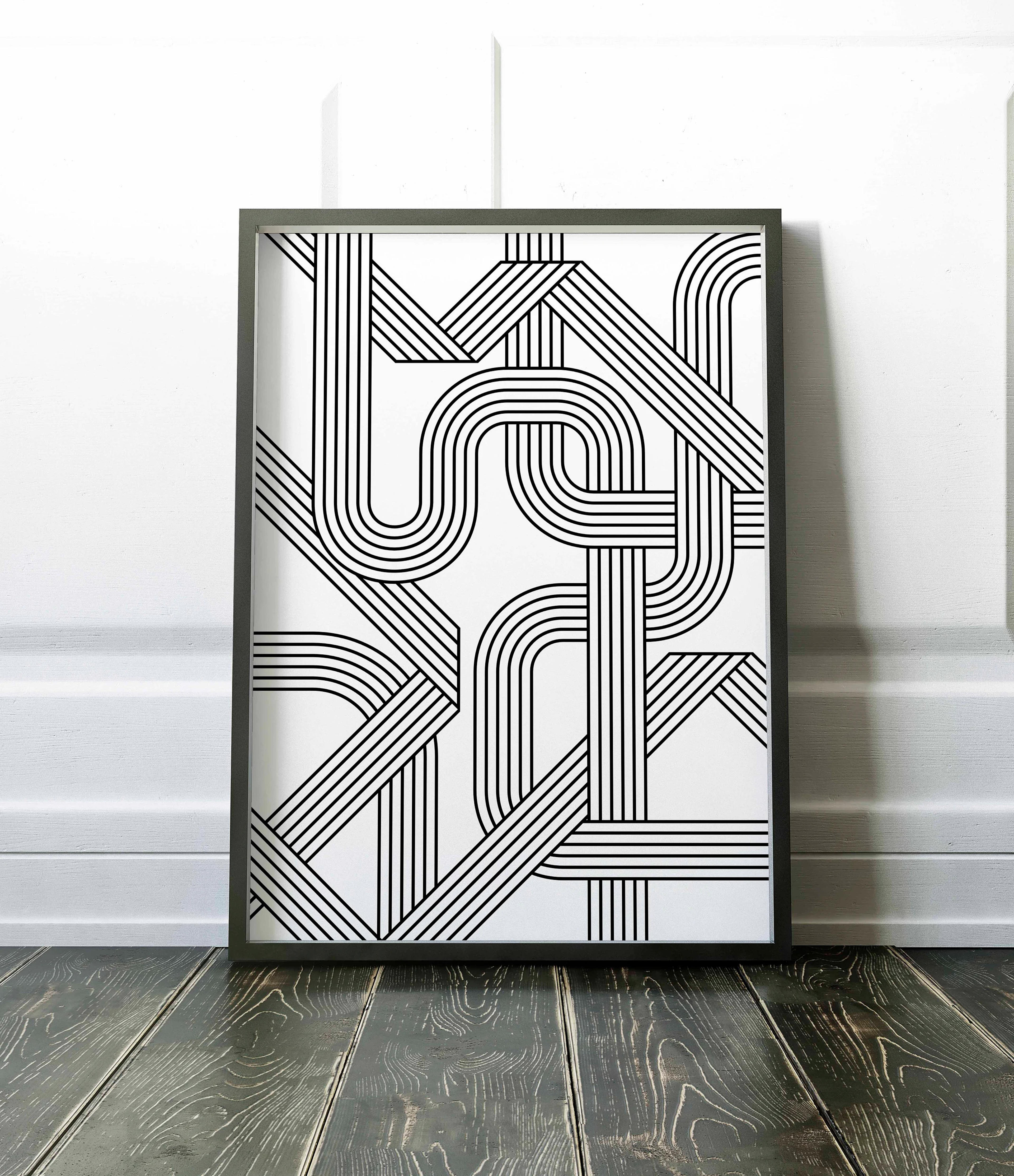 Modern Geometric Art Print Black White Print Contemporary Art