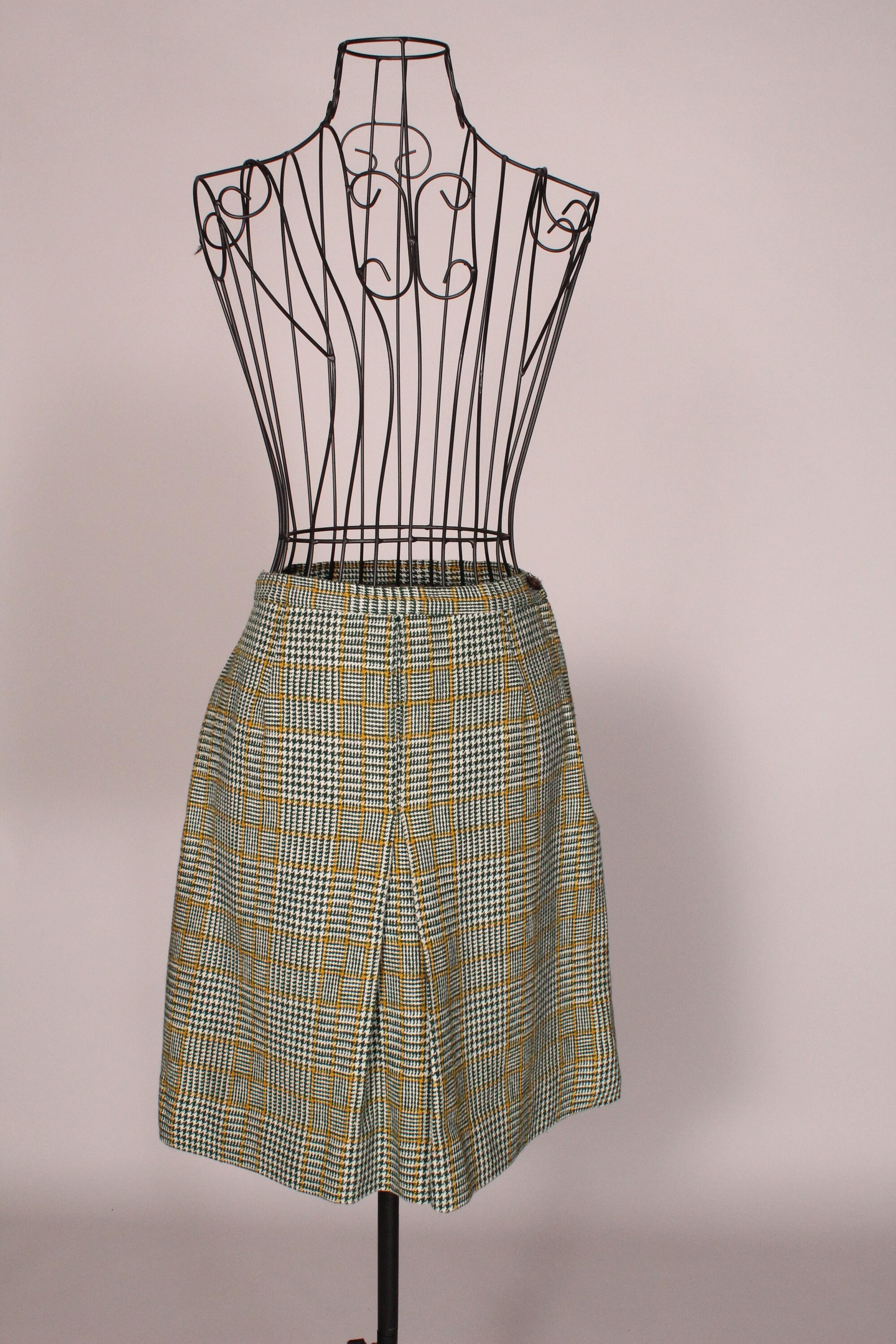 60s Skirt // Vintage 60s Green Plaid Mini Skirt by Scaasi for - Etsy