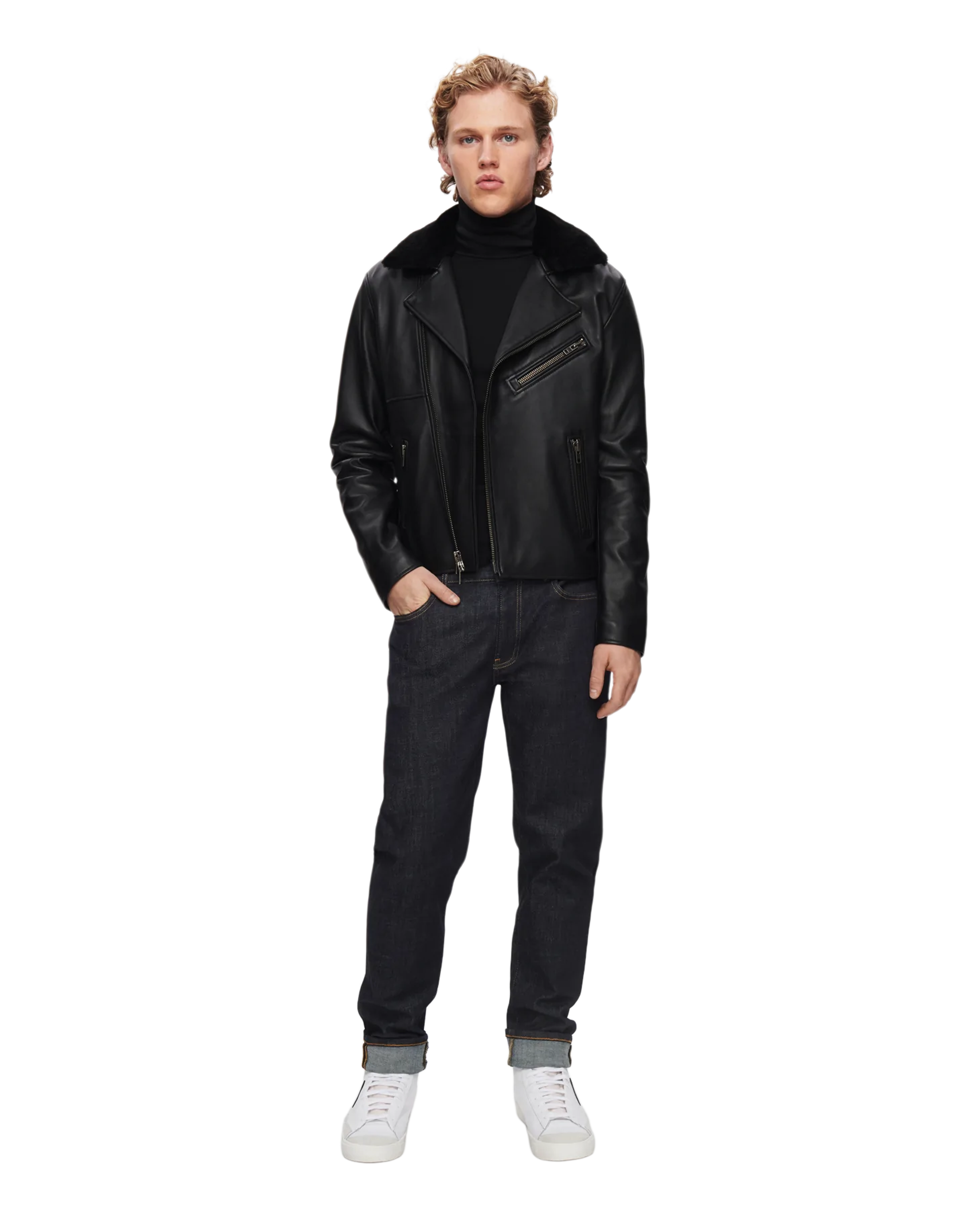 Men's Leather Biker Jacket in Black | DSTLD