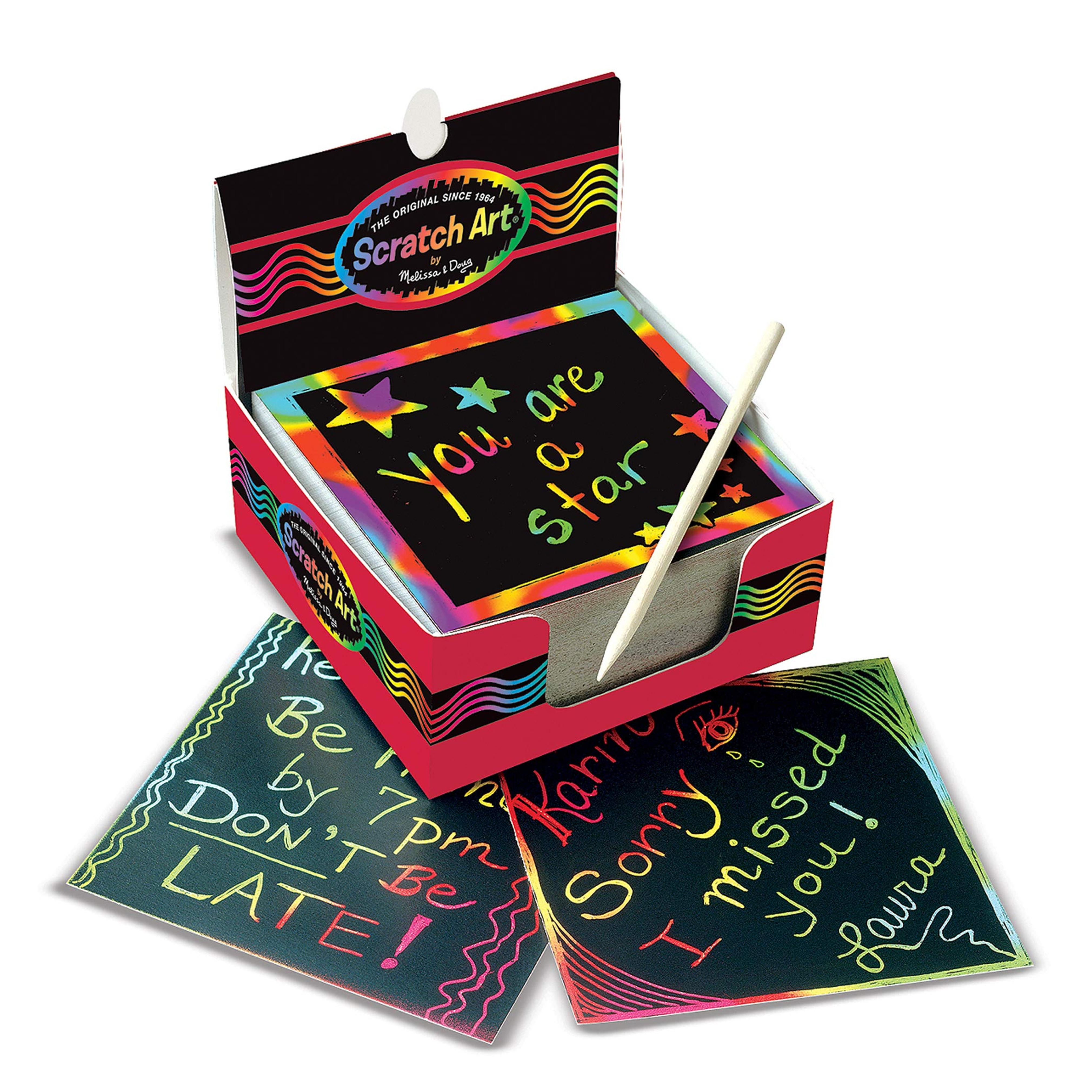 Melissa & Doug Scratch Art Rainbow Mini Notes (125) With Wooden Stylus - Color Scratch Art Mini Notes, Party Favors, Stocking Stuffers, Arts And Crafts For Kids