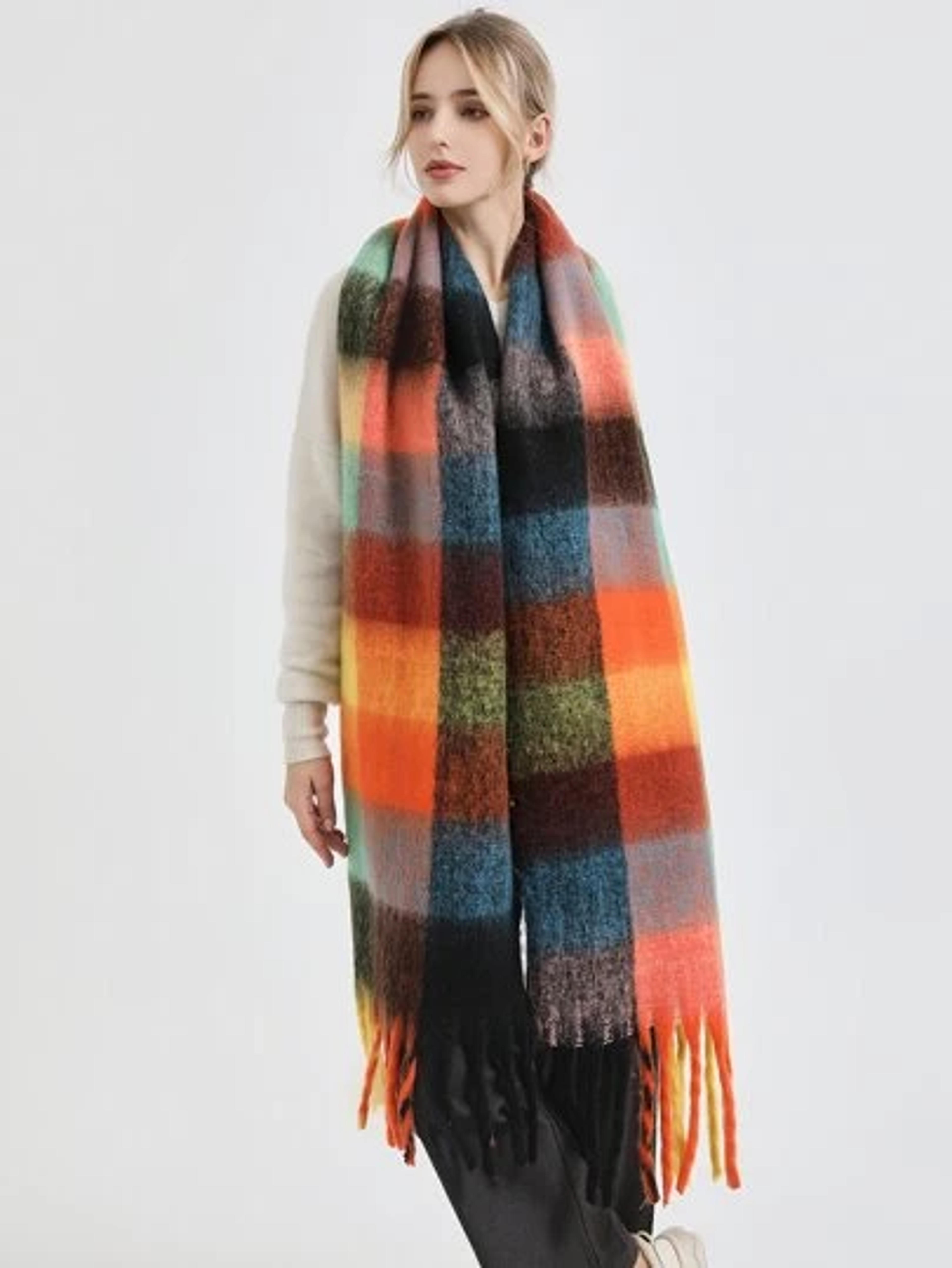 Plaid Pattern Fringe Trim Scarf | SHEIN USA