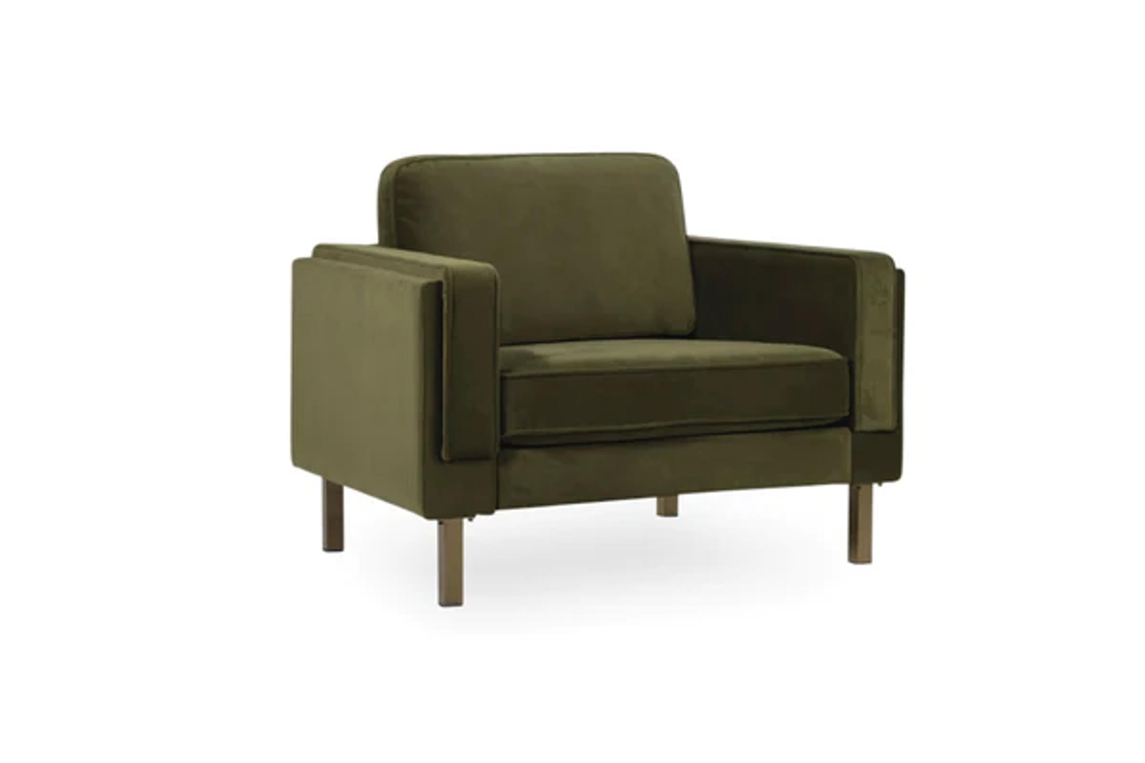 Albany Velvet Armchair (Olive) - Edloe Finch Furniture Co.