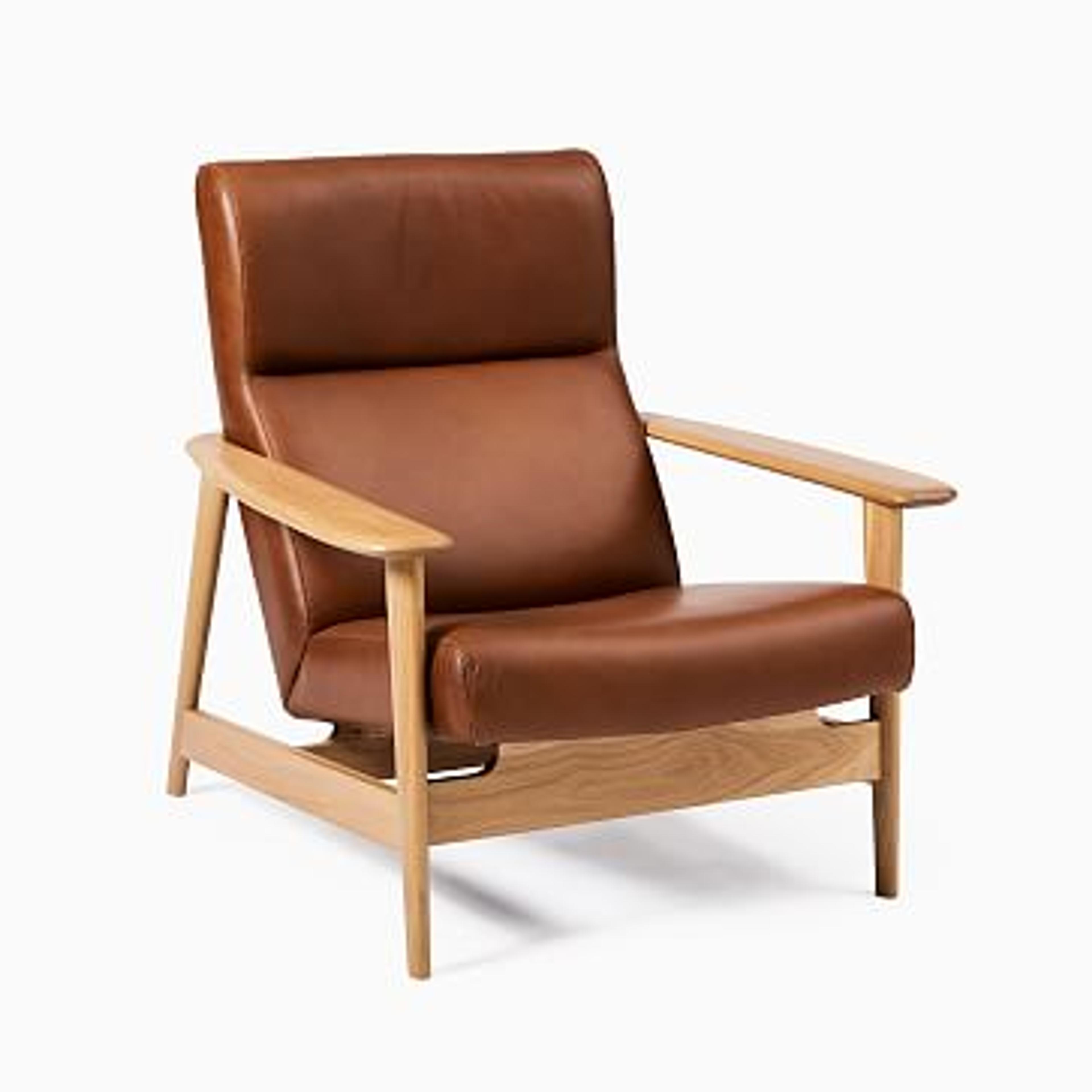 Mid-century Show Wood Highback Chair, Saddle Leather, Nut, Natural Oak | West Elm