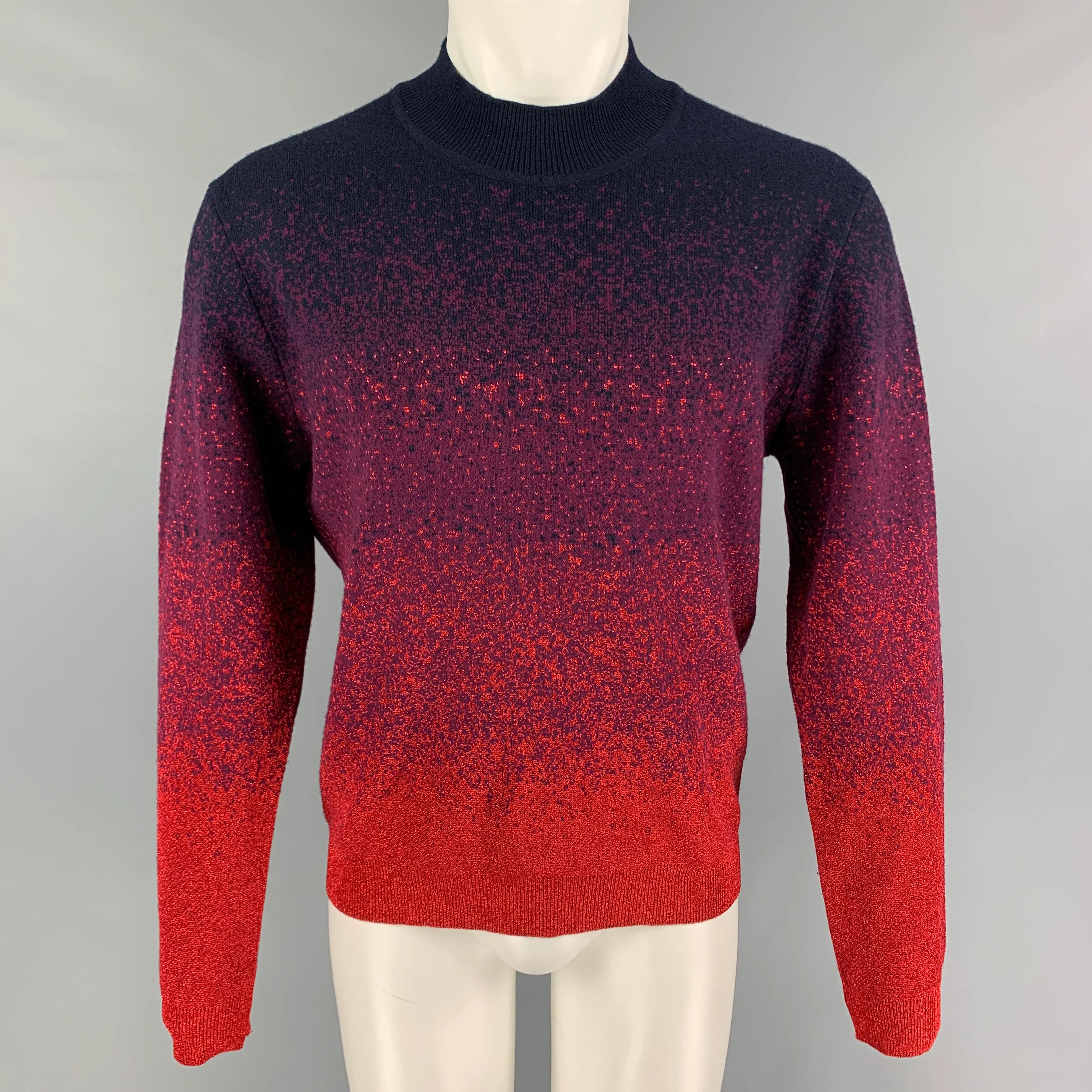 MISSONI Size M Navy Red Metallic Wool Blend Mock Neck Pullover – Sui Generis Designer Consignment