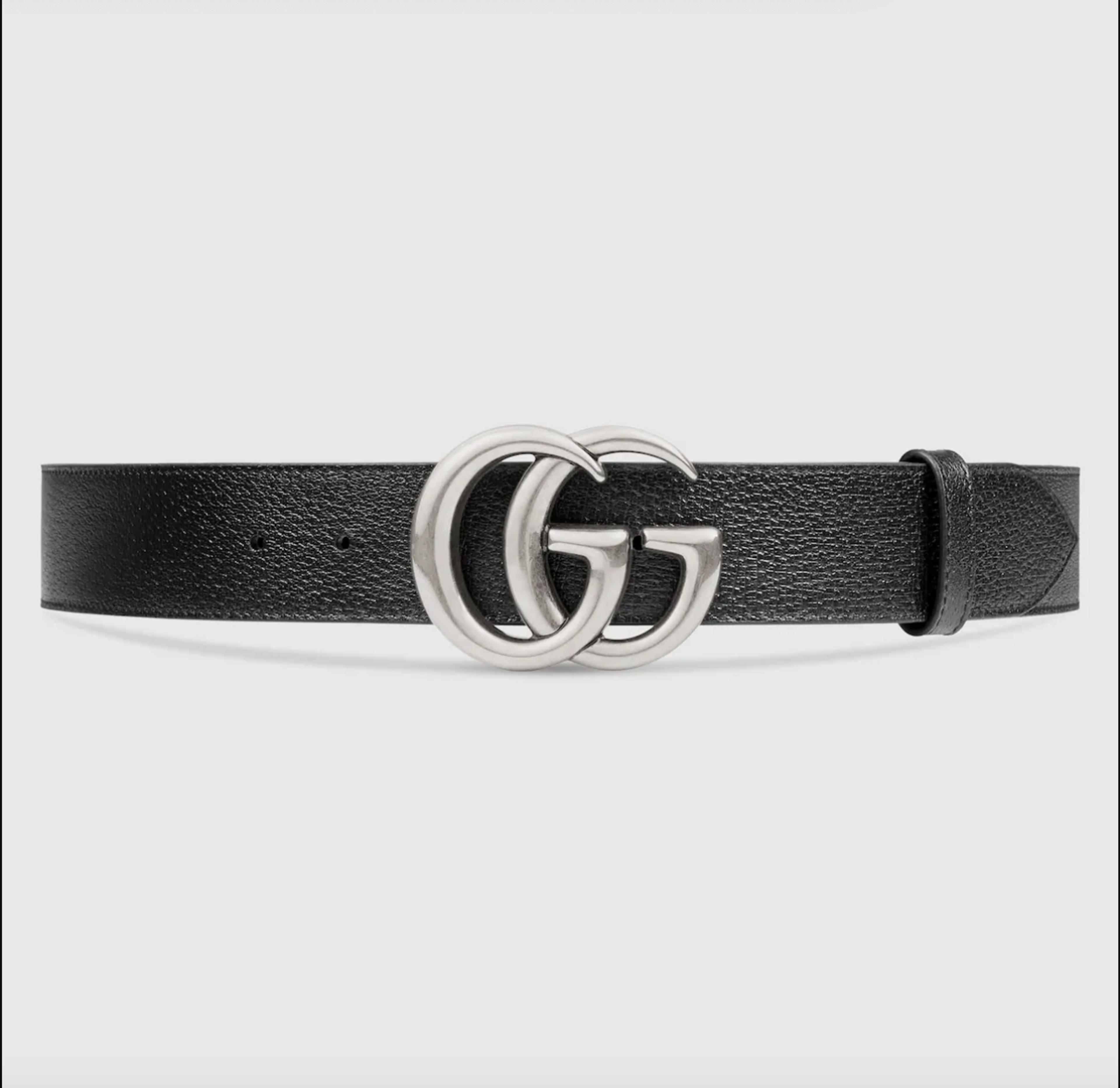 Black Leather Belt With Brass Double G Buckle | GUCCI® US