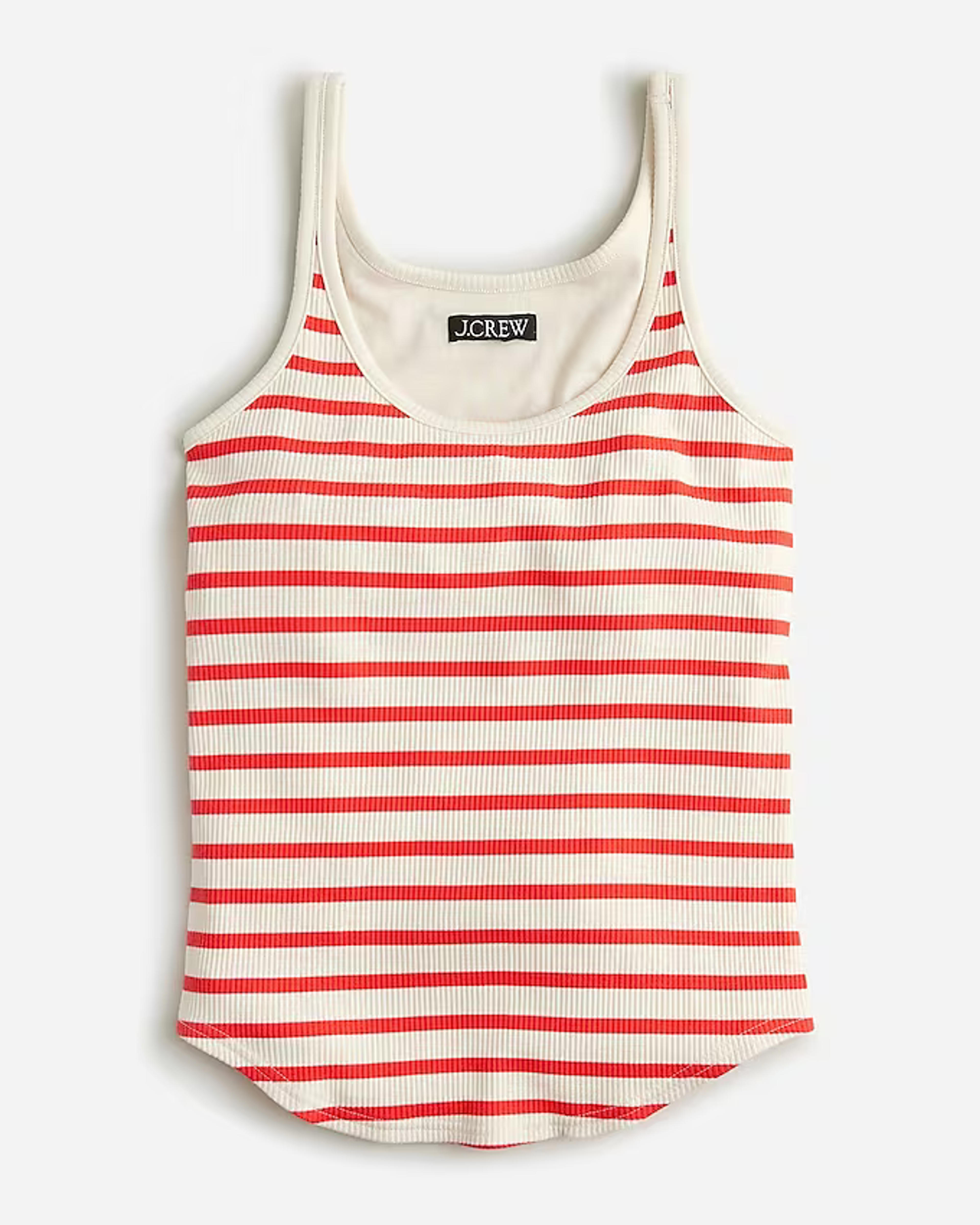 Vintage rib shelf-bra tank top in stripe