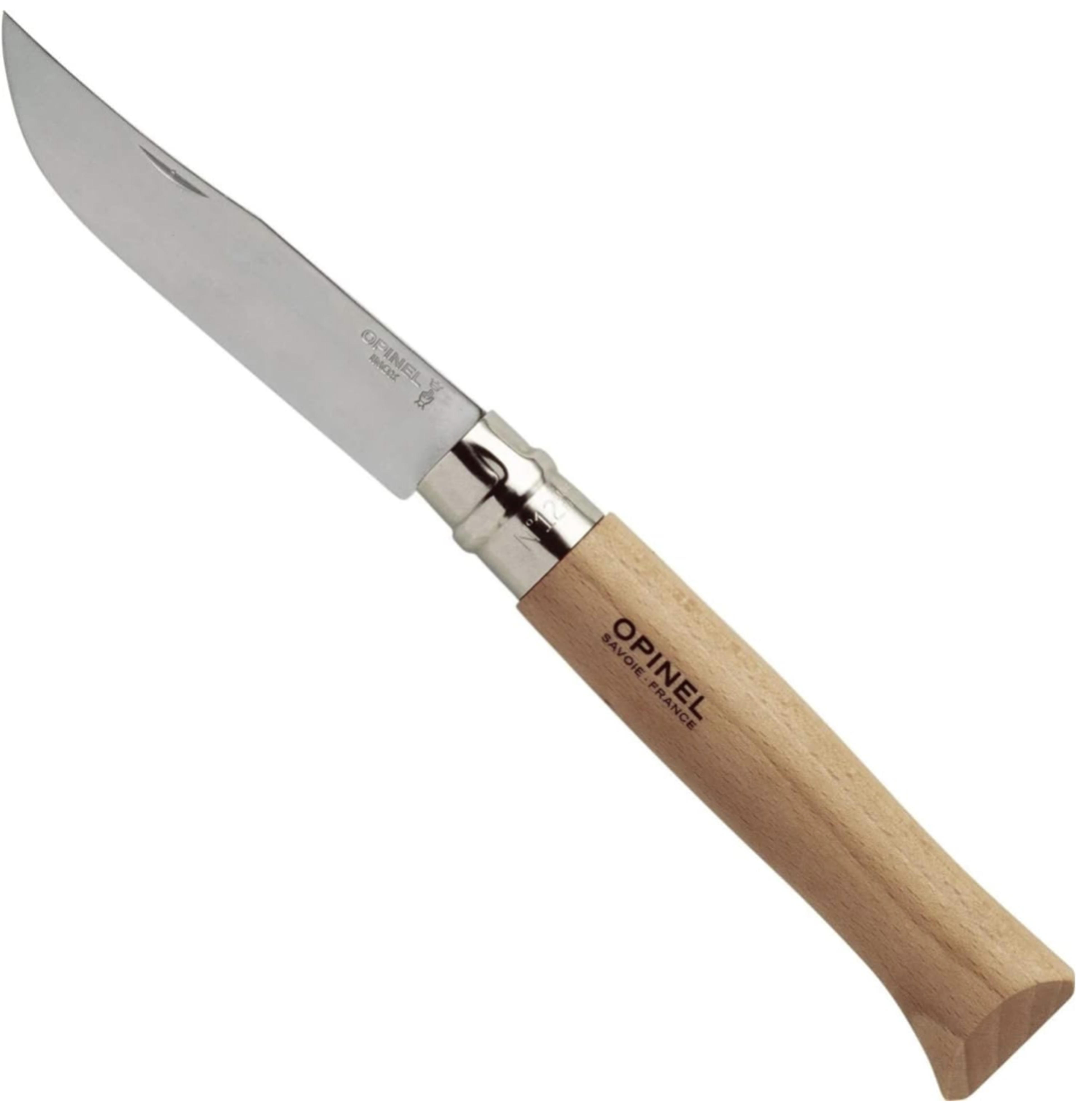 Opinel No. 12 Stainless Steel Pocket Knife, Beechwood Handle