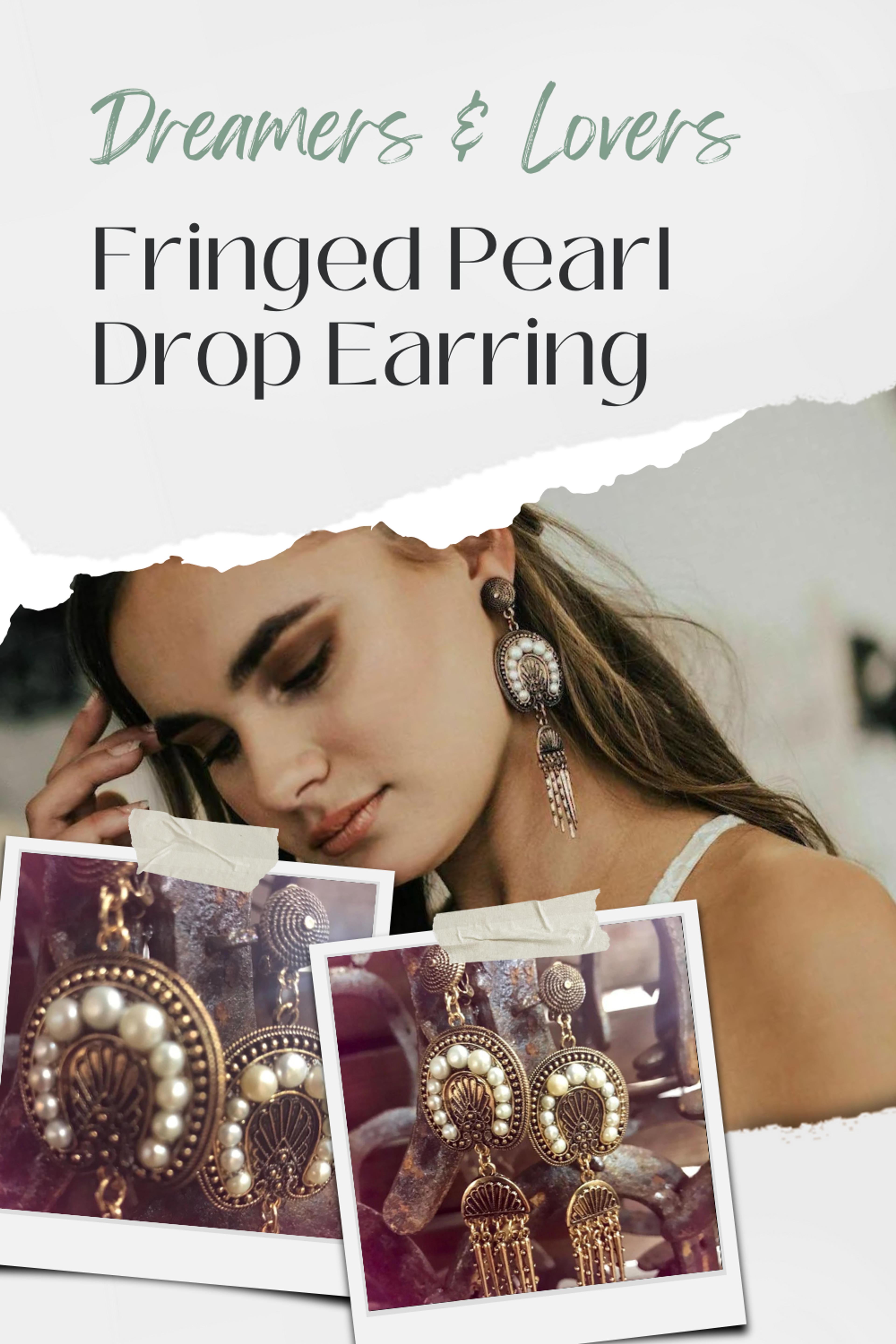 Antique Gold Fringe Pearl Earring | Dreamers and Lovers