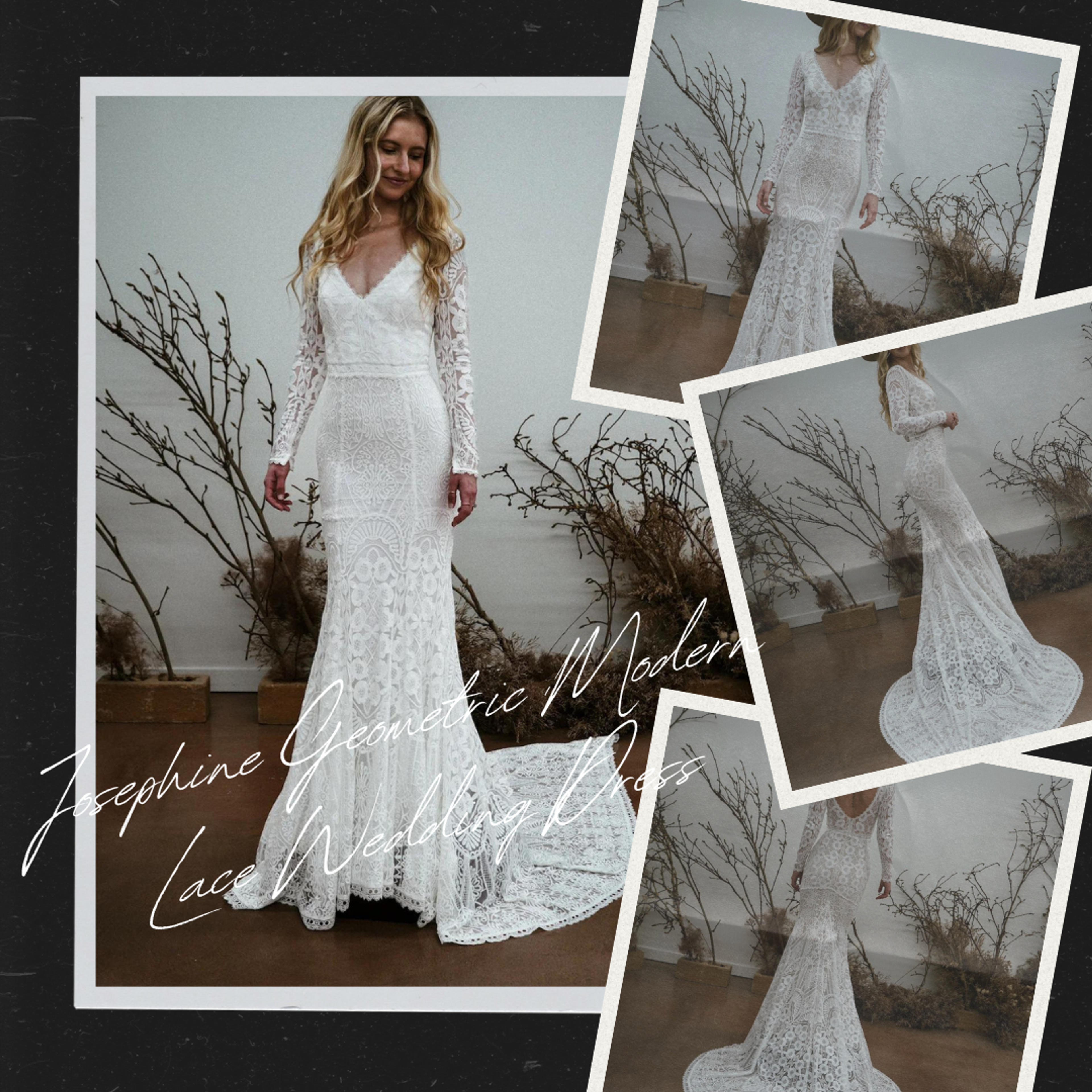 Josephine Geometric Modern Lace Wedding Dress | Dreamers and Lovers