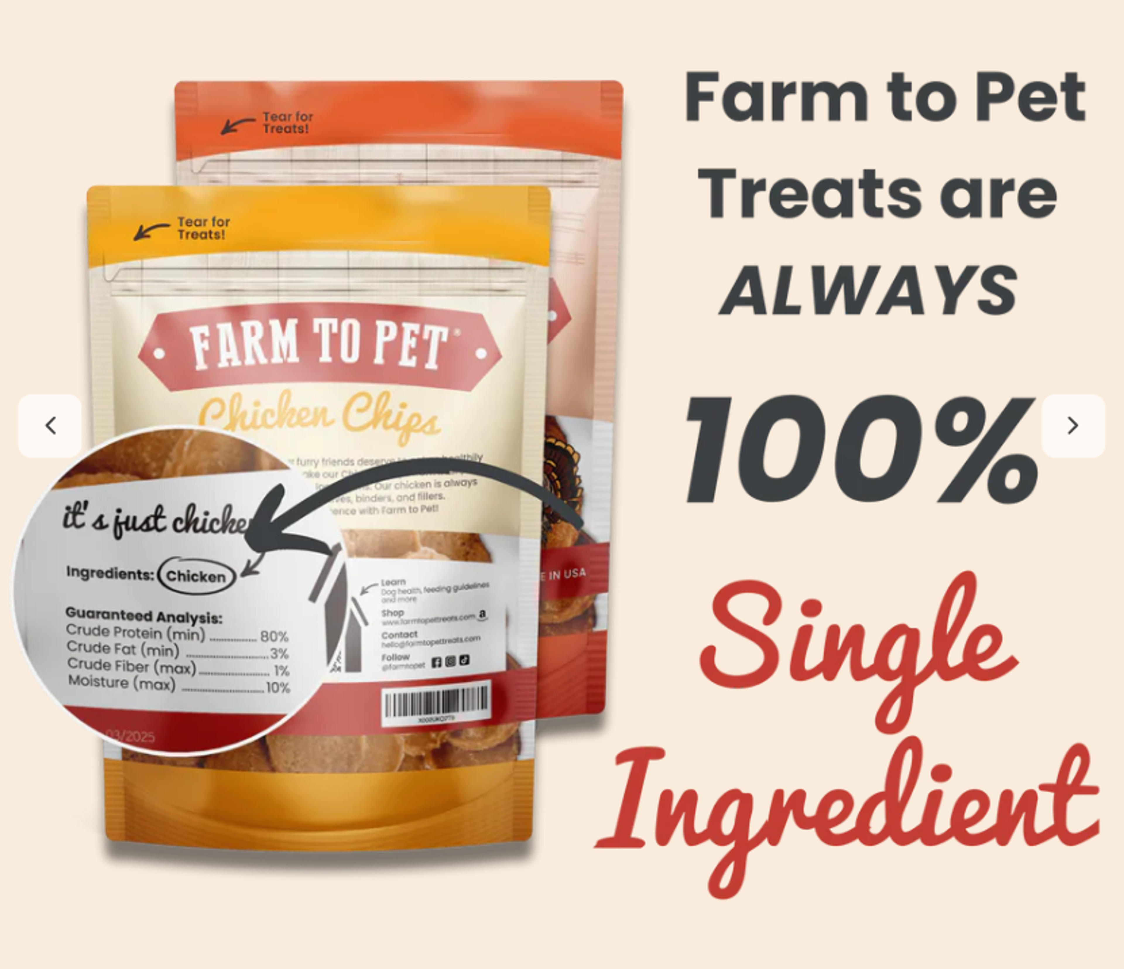 Single Ingredient Healthy Dog Treats from Farm to Pet