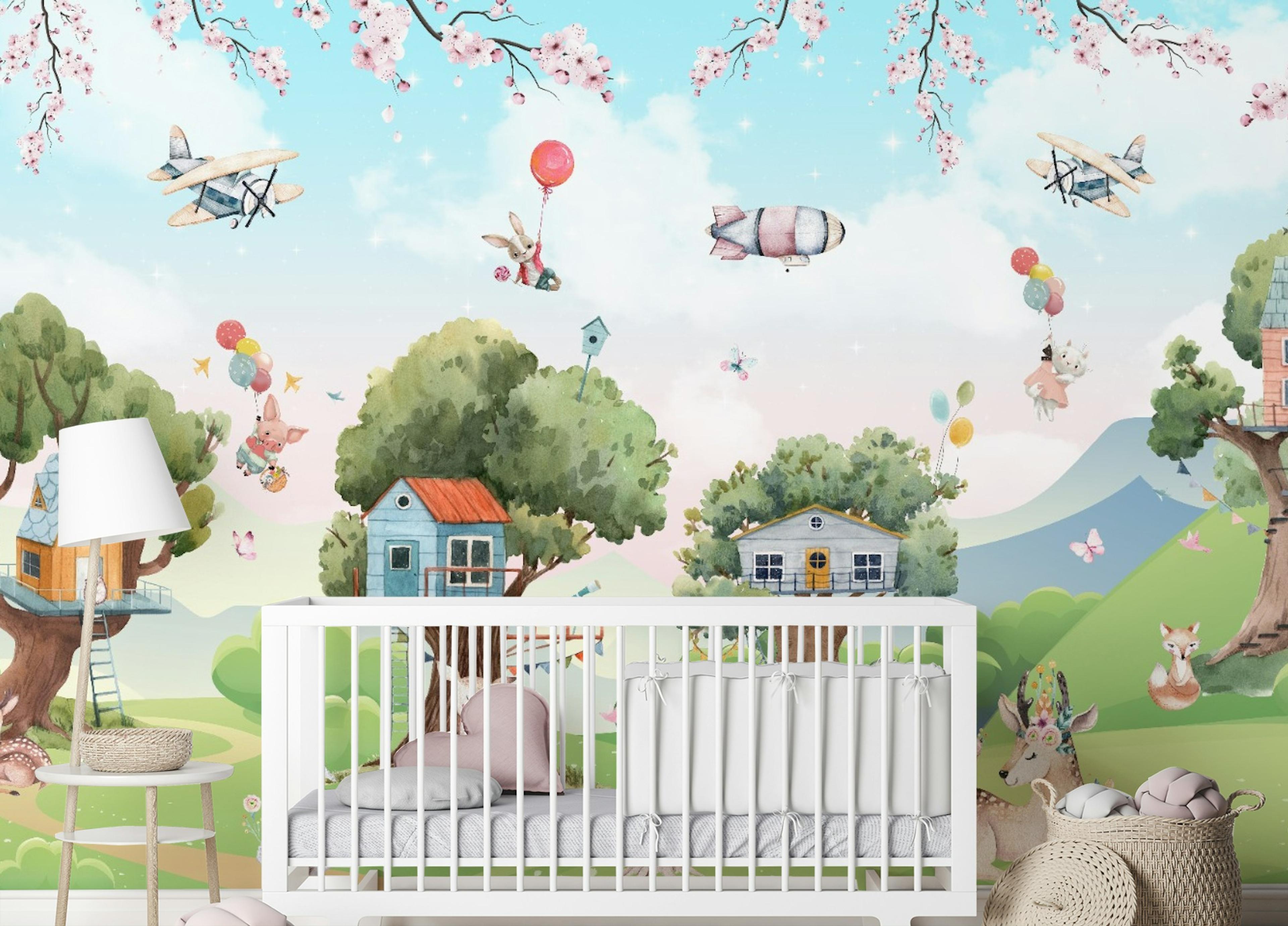 Magical Cartoon Jungle Kids Wallpaper Mural