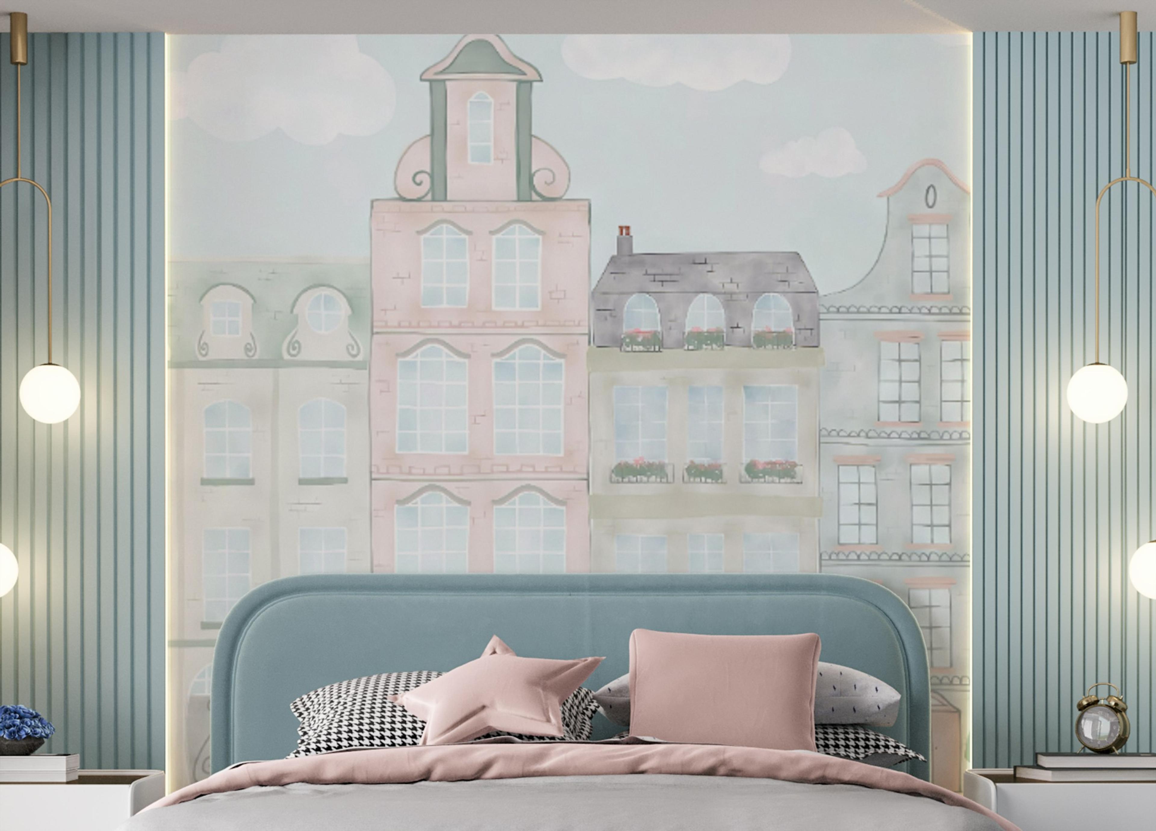 Pastel Watercolour Kids Wall Mural