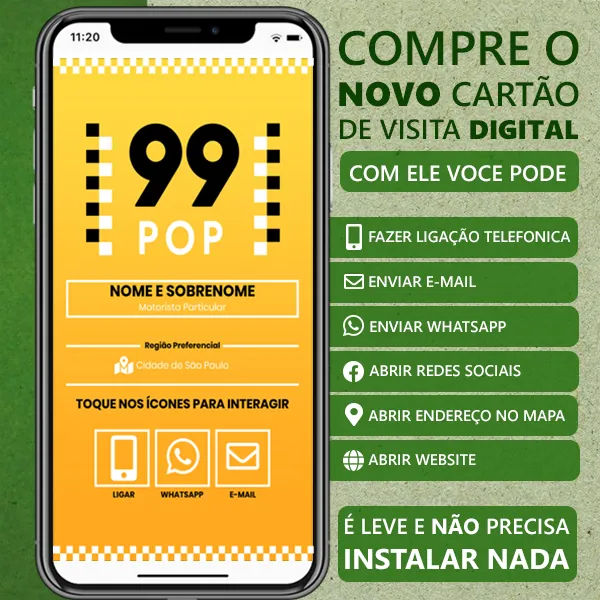 imagem do cartão digital 99 taxi