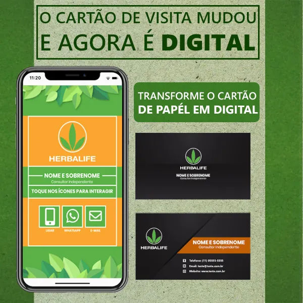 imagem do cartão de visita digital para consultor herbalife