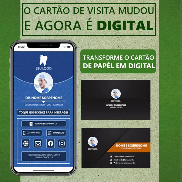 imagem do cartão de visita digital para dentista