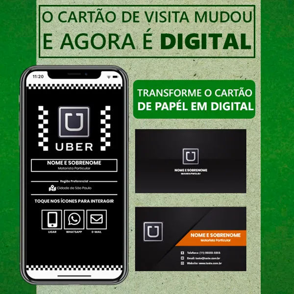 imagem do cartão de visita digital para uber
