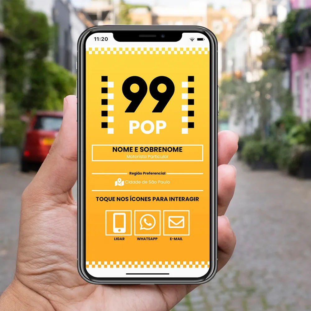 imagem do cartão de visita digital 99 taxi