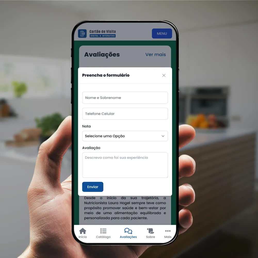 Imagem exibindo a tela de inicio do cartão de visita digital para advogado