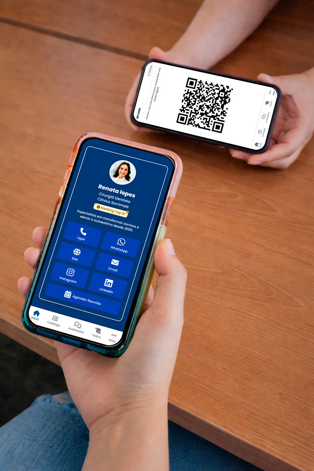 Imagem exibindo a tela de mais do cartão de visita digital