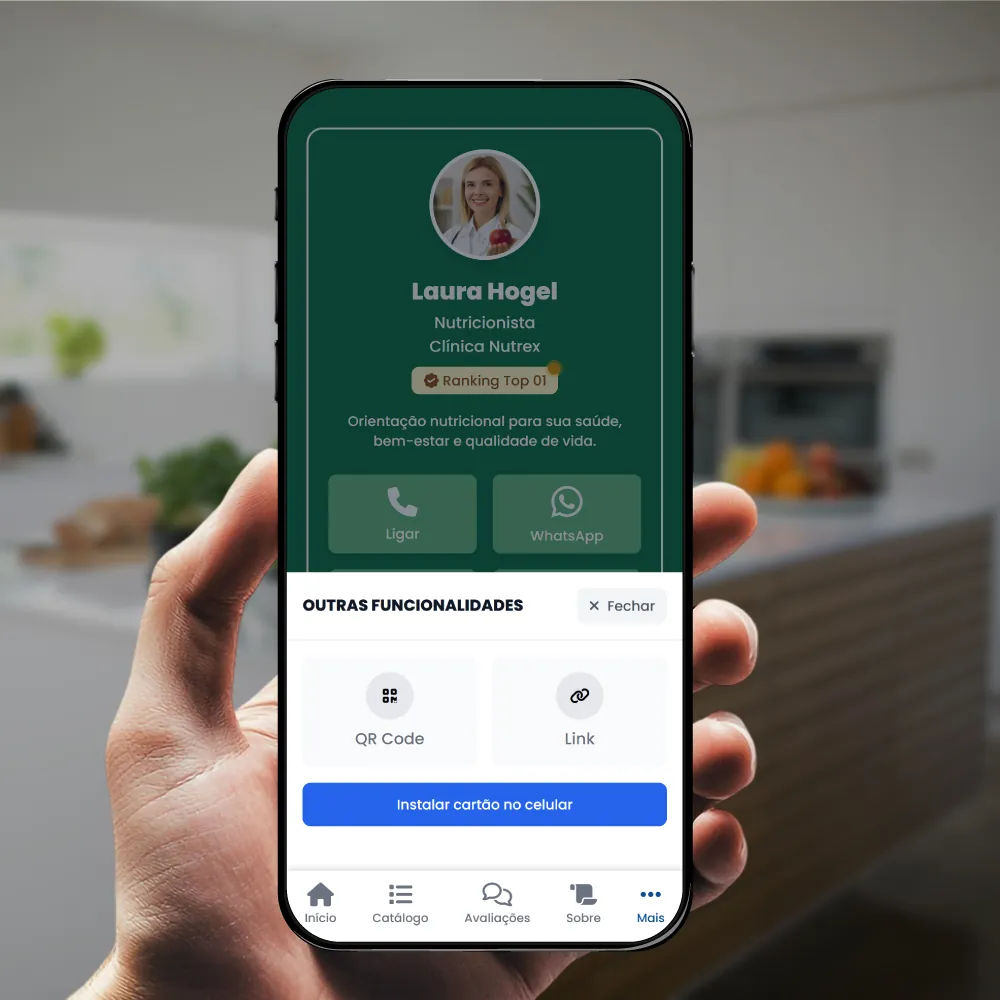 Imagem exibindo a tela de inicio do cartão de visita digital para motorista particular